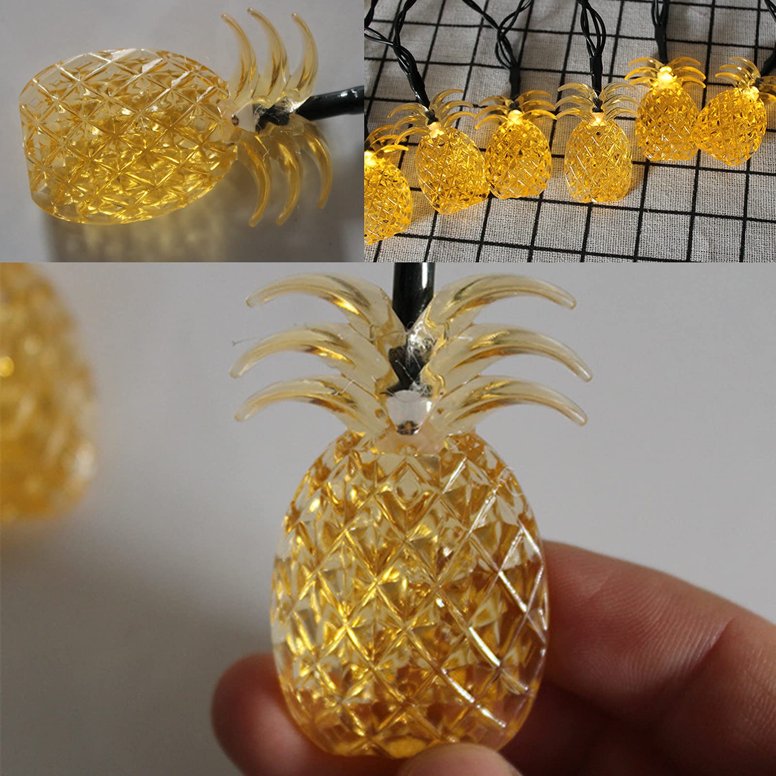 Snomyrs Solar String Lights Outdoor 13Ft 20 Led Solar Pineapple String Lights With 8 Lighting Modes Fairy Lights For Garden Yard Lawn Patio Party Grass Decor (Warm White)