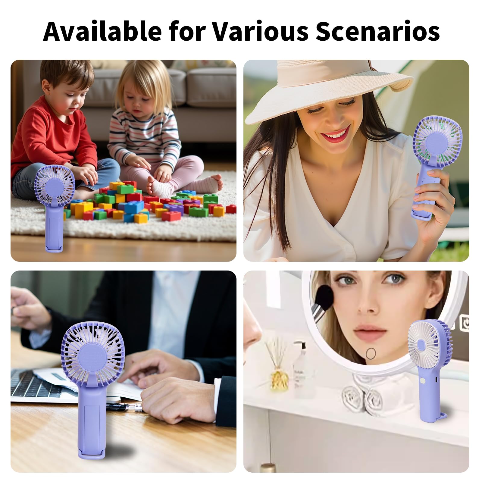 Portable Handheld Fan, Mini Usb Rechargeable Personal Fan With 3 Speeds, Cute Design Makeup Eyelash