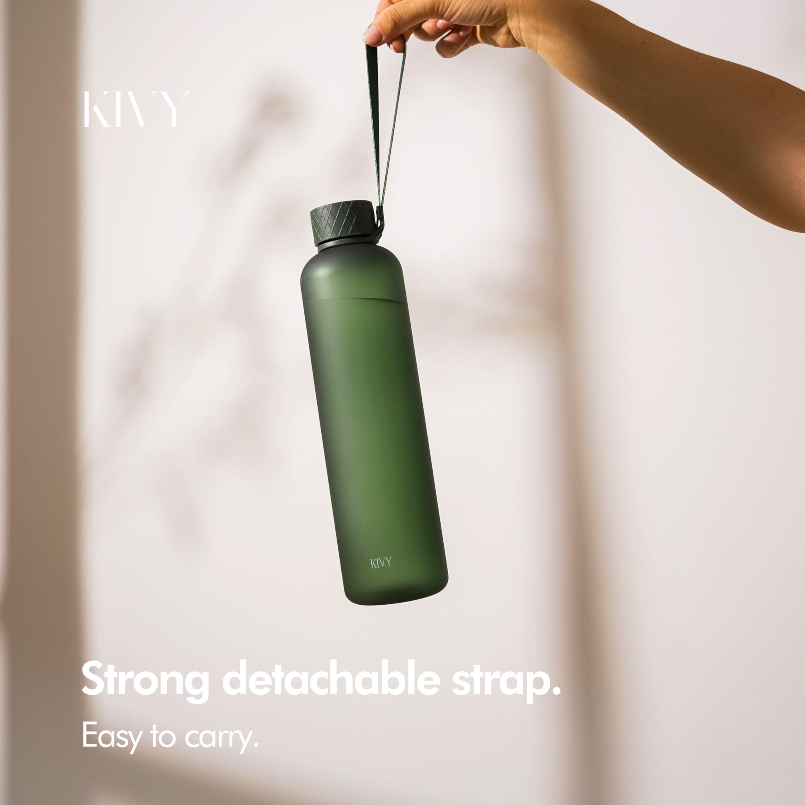 Kivy Slim Water Bottle 32Oz [Lightweight & Shatterproof] Fits Backpack & Cupholder For Travel