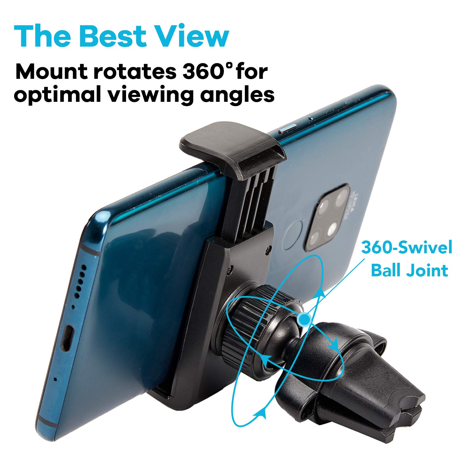 Apps2Car Adjustable Car Vent Phone Mount, With Expandable Spring-Loaded Grip, Universal Strong Hold Air Vent Cell Phone Holder For Car With Super Sturdy Grips, Fit With Iphone And Other Android Phones