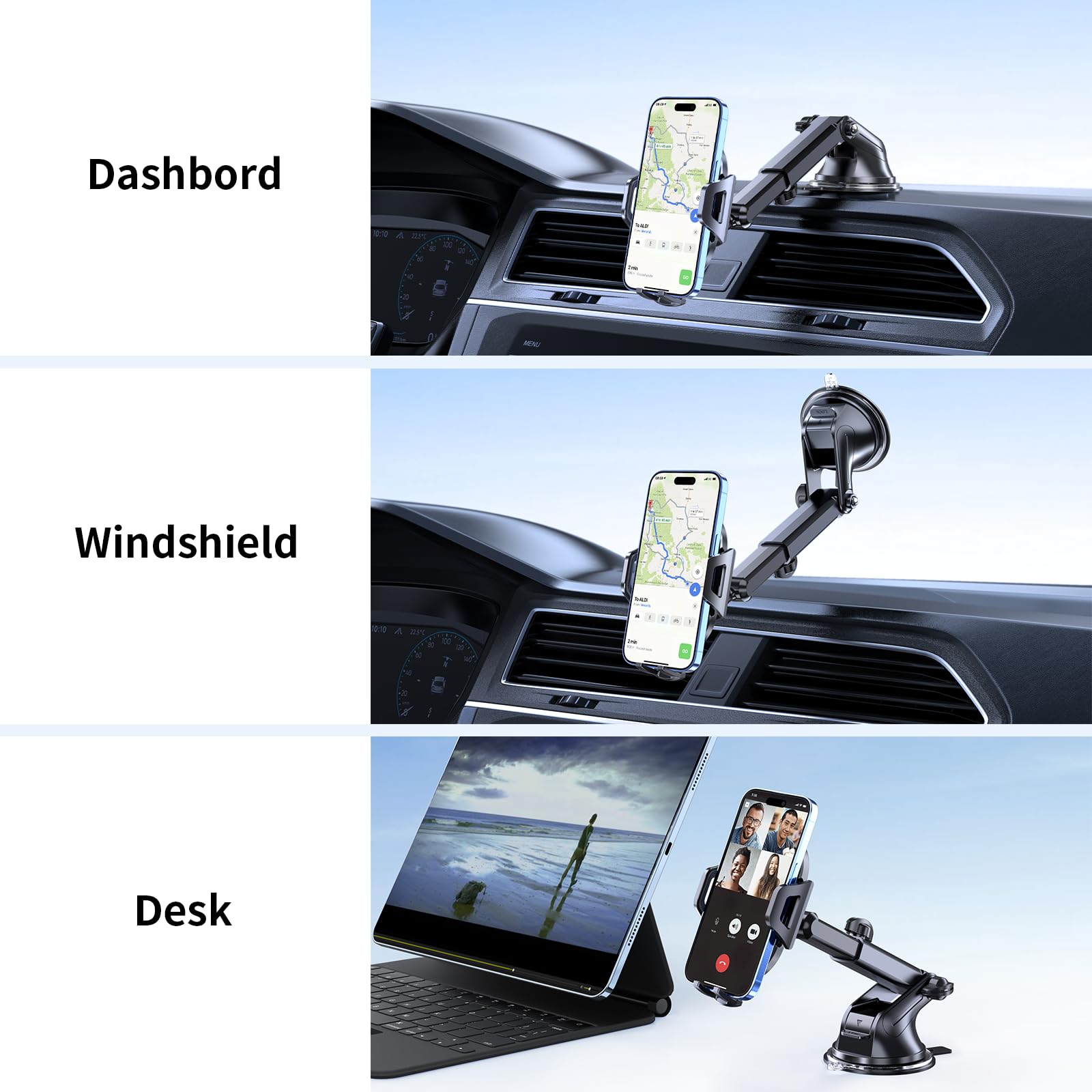 Lotuny Phone Holders For Your Car  Car Phone Holder Mount Hands  Universal Automobile Cradle For Dashboard Windshield, Compatible With Iphone Samsung Google And All Phones