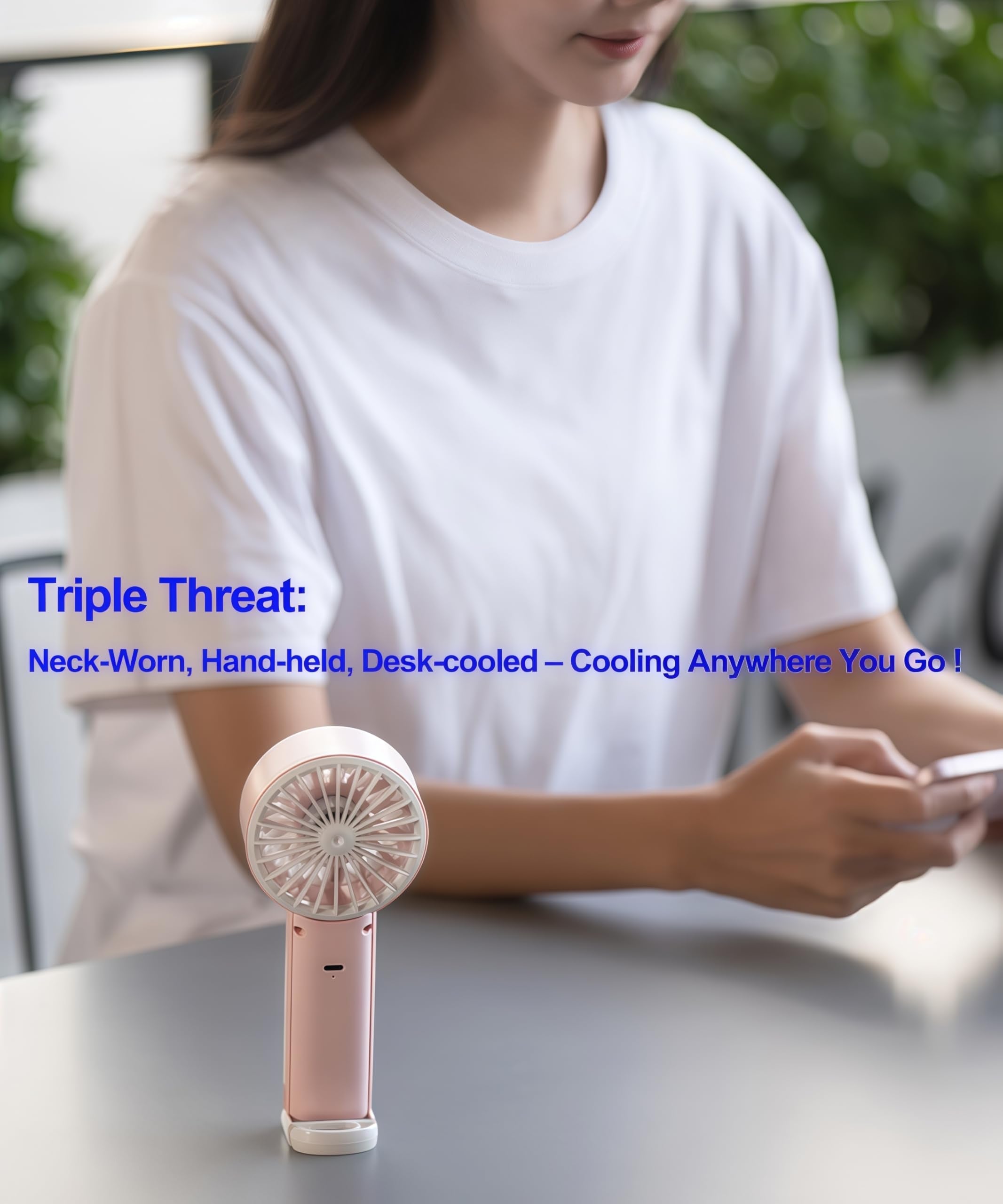 Riipoo Portable Handheld Turbo Fan - 90° Foldable, 100 Speeds & Ultra-Quiet 6000Rpm High Speed Turbo