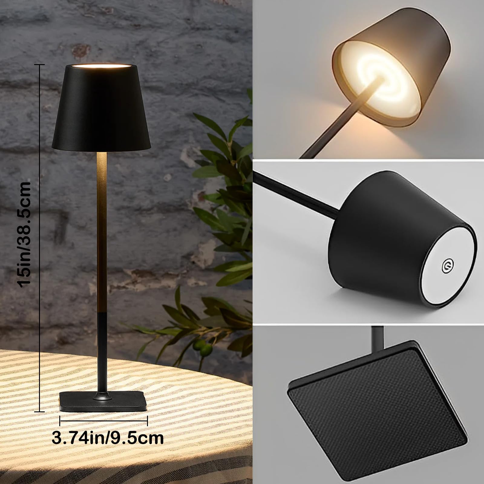Lamparadecor 4 Pack Led Cordless Table Lamps-Wireless Rechargeable Lamps,Waterproof Outdoor Table Lamp For Patio/Restaurant/Dinner Dining Desk Top Lights/Kitchen Countertop,Rechargable Small Tabletop Lighting