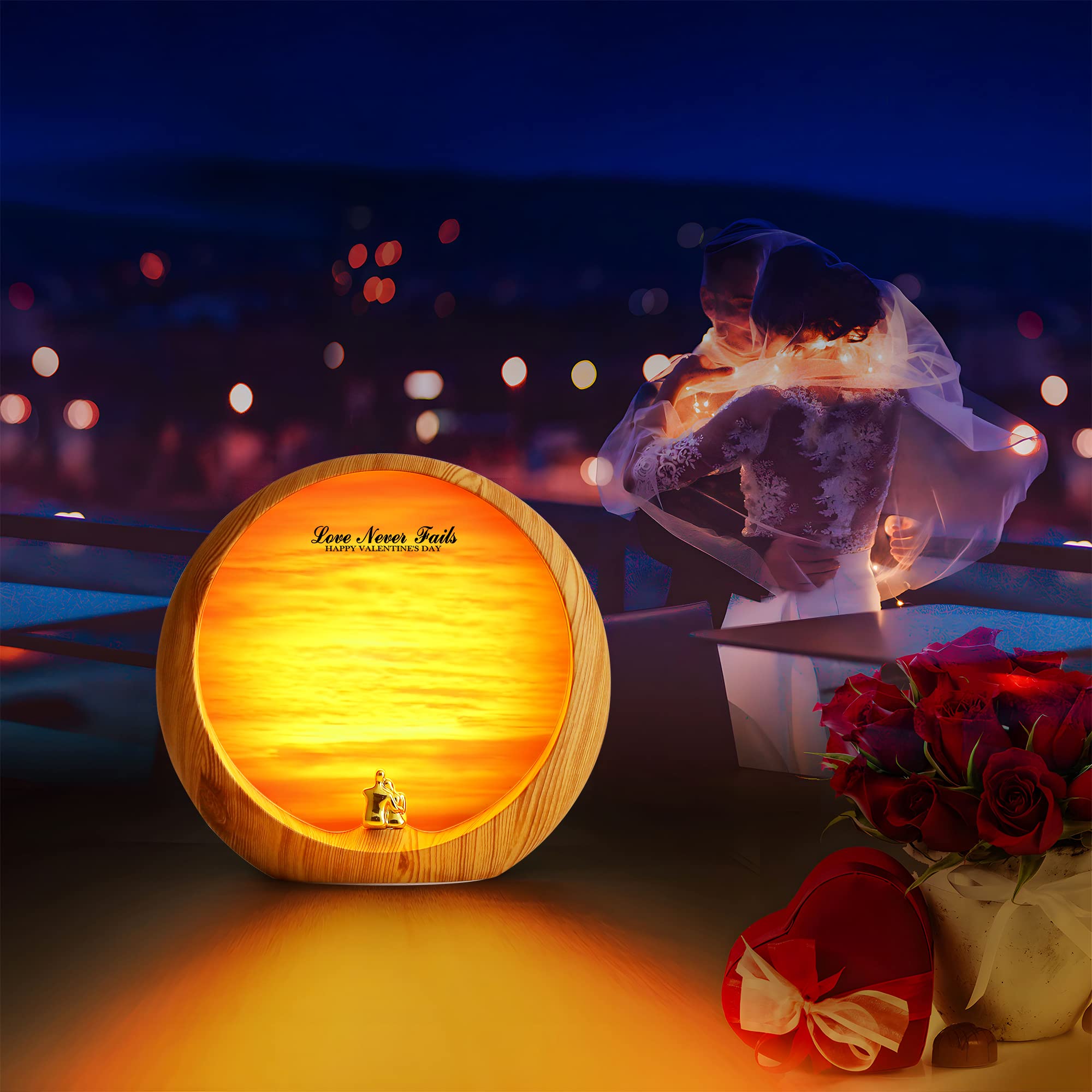 Mamre Golden Sunset Lamp Home Decorations Table Lamp For Wedding Anniversary Valentine'S Day Mother'S Day Birthday(Golden Sunset)