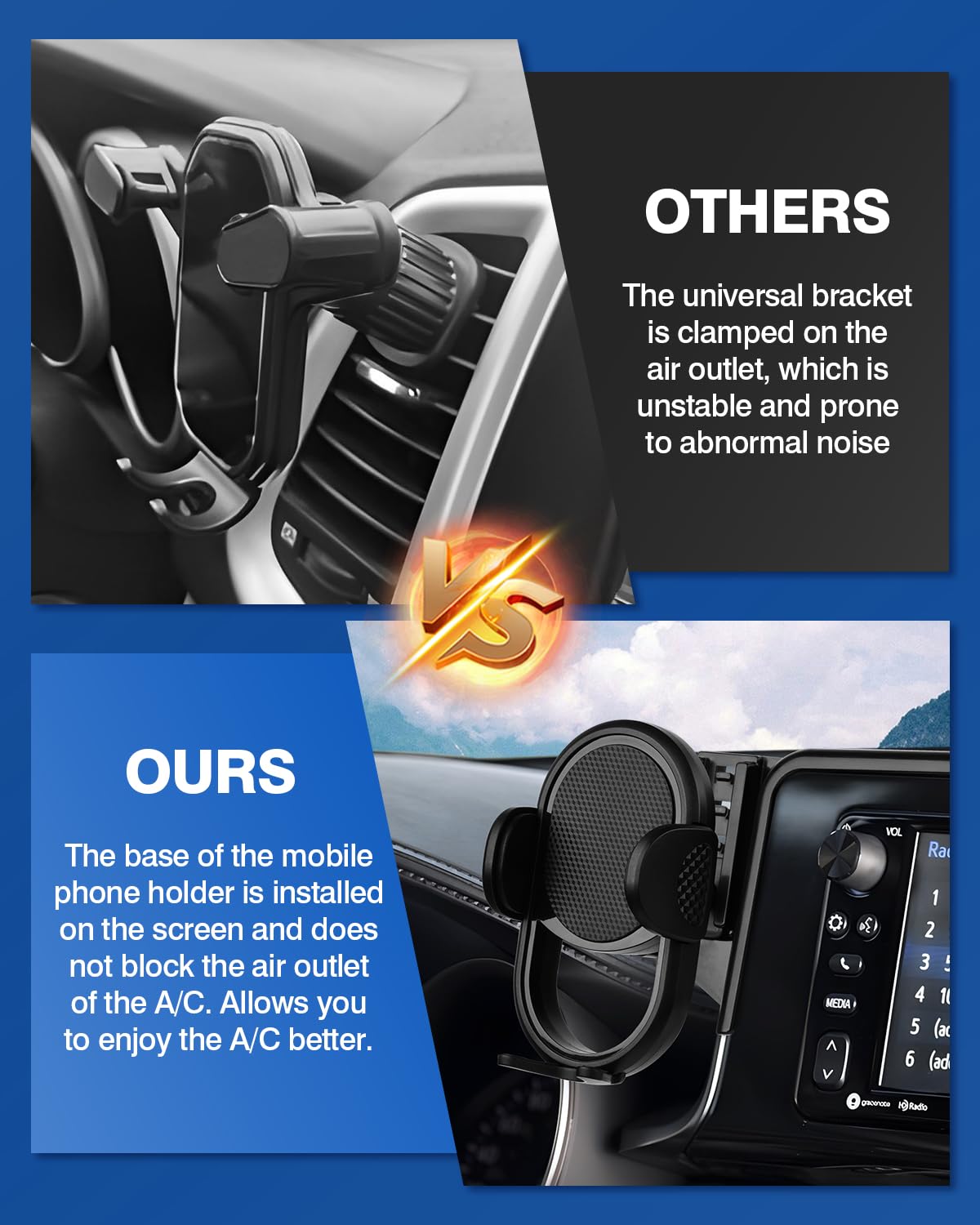 Autorder Car Phone Holder For Toyota Venza     Accessories Phone Mount 12.3" Screen Cell Phone Automobile Cradles 360 Degree Rotation (Not Fit Screen With Automatic Light Sensor)