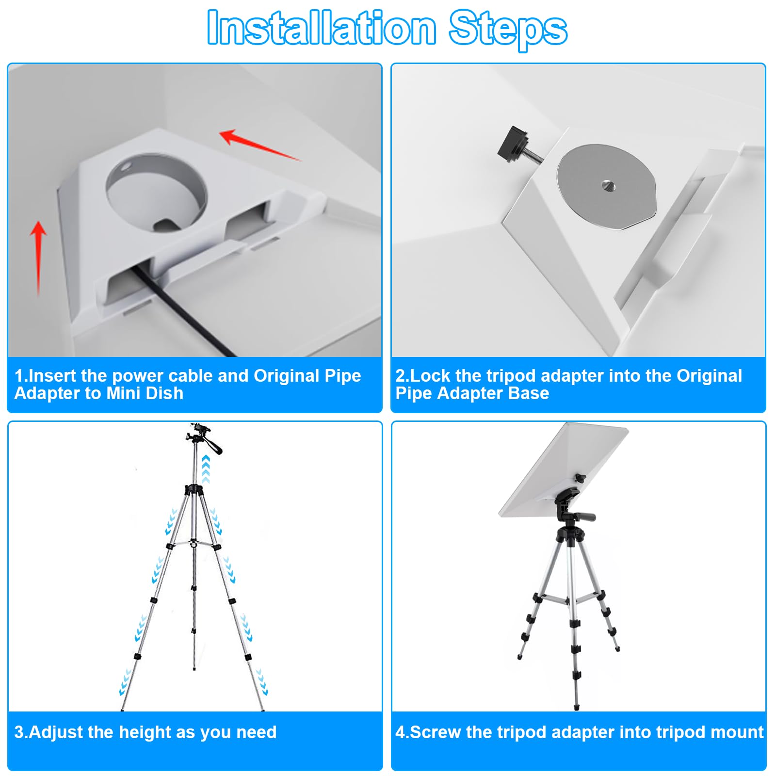 Fovyna Starlink Mini Tripod Mount, Adjustable Height(13.8In-32.8In) And Tilt Mounting Kit With Starlink Mini Tripod Adapter, Compatible With Star Link Mini
