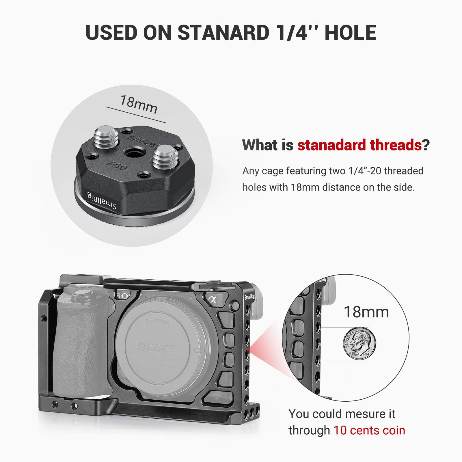 Smallrig Standard Rosette Bolt-On Mount (M6 Thread, 31.8 Diameter) For Camera Cage And Accessories - 1939