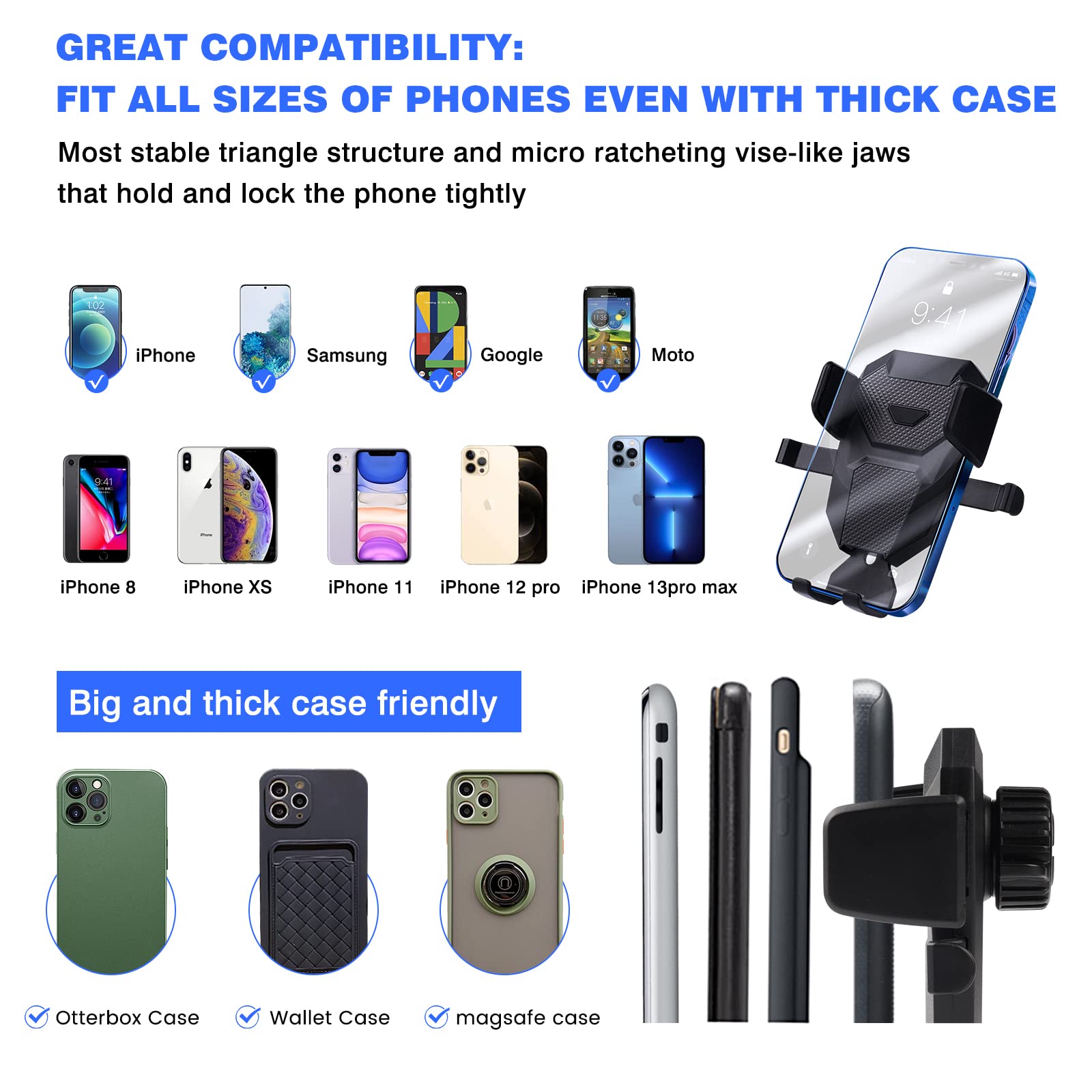 Karltys Car Phone Holder For Honda Civic    , 11Th Gen. Civic Cell Phone Mount For 4-7 Inch Phones, Hands  Thick Case Friendly Dash Air Vent Mobile Holder Stand