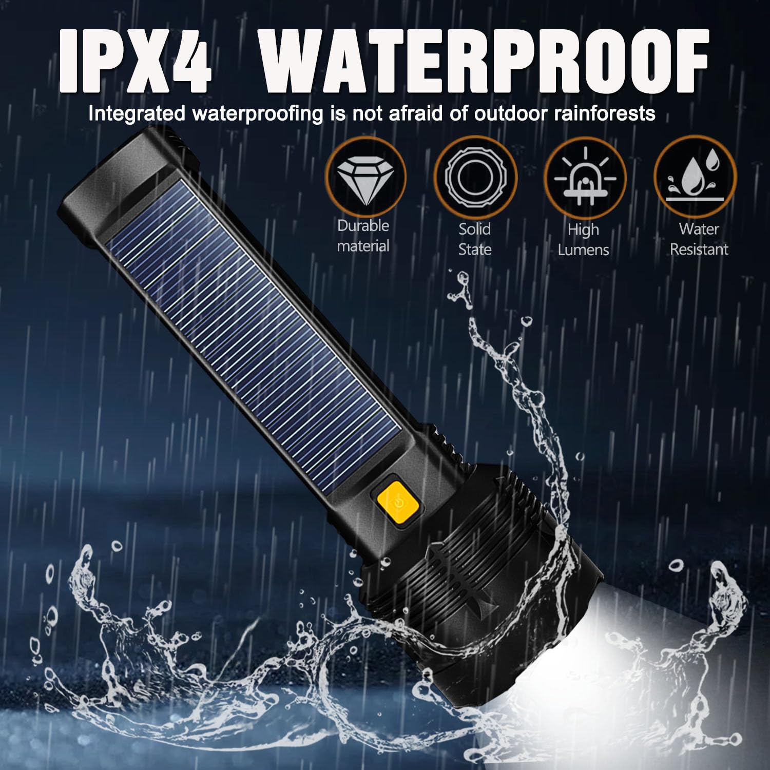 Mviocs 2 Pack Led Solar Flashlight Rechargeable, 2000L High Lumens Led Solar Flashlights, Super Bright Flash Light Waterproof,Adjustable Brightness,Long Lasting For Camping,Outdoors,Emergency