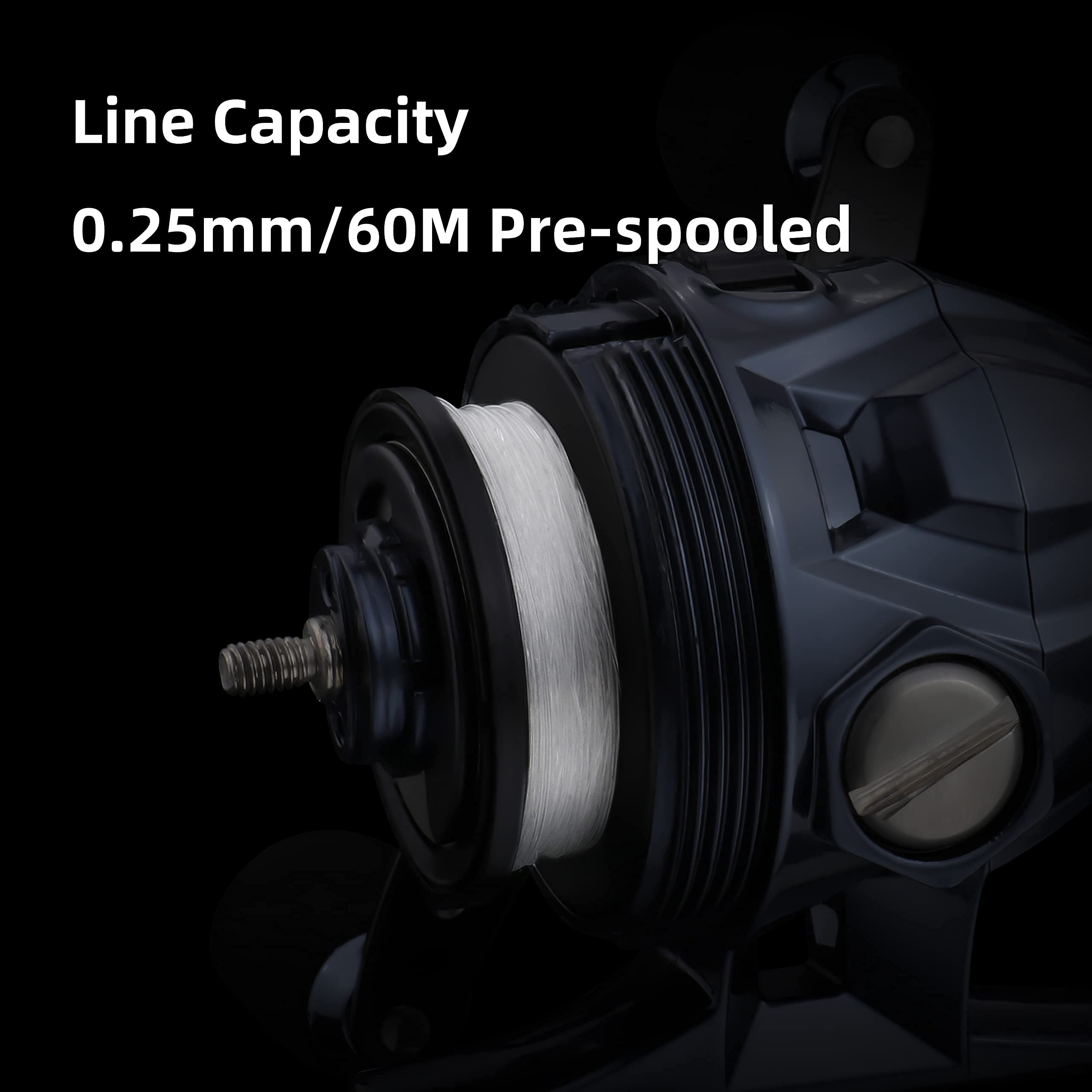 Runcl Spincast Fishing Reel,  No-Rust Push Button Casting Design, 4.0:1 Gear Ratio, 17.5 Lb Max Drag, Reversible Handle For Left/Right, Includes Monofilament Line,  For Fishing Beginner