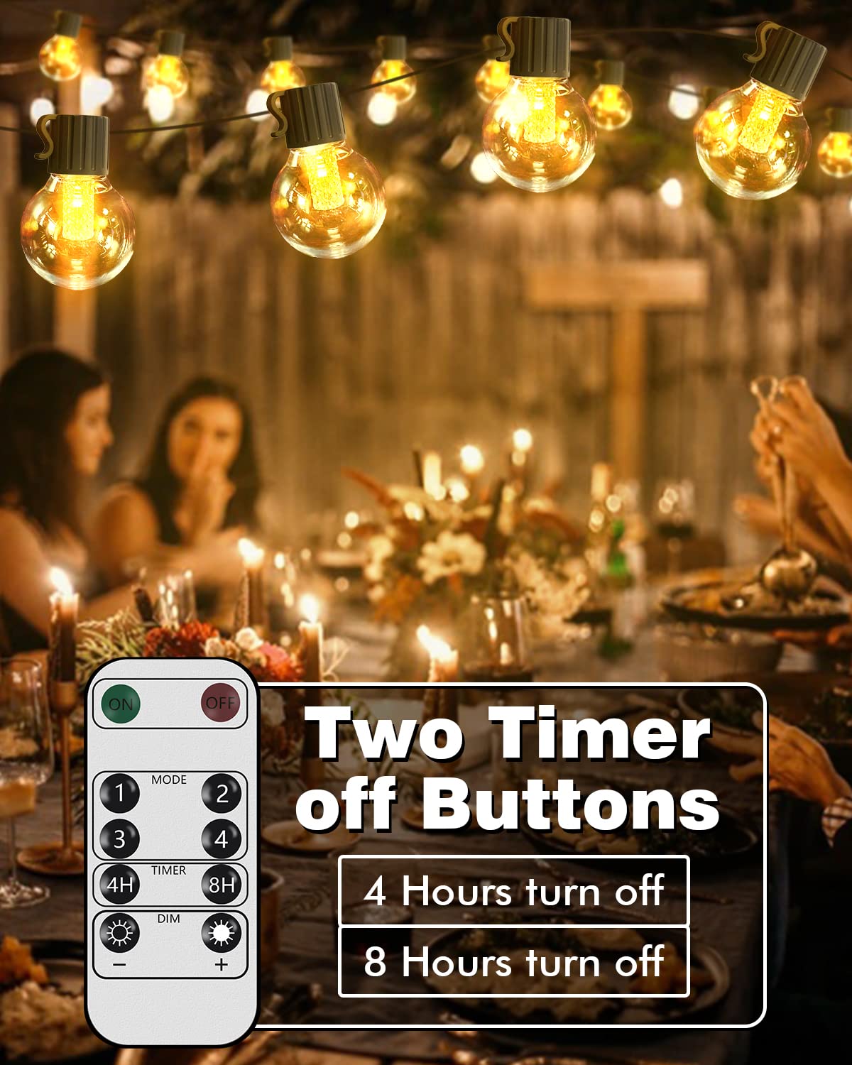 cube Outdoor String Lights With Remote, G40 Globe String Lights, 49Ft Dimmable Patio Lights With 50 Led Bubls,4 Modes, Timer, Waterproof Outdoor Lighted For Yard
