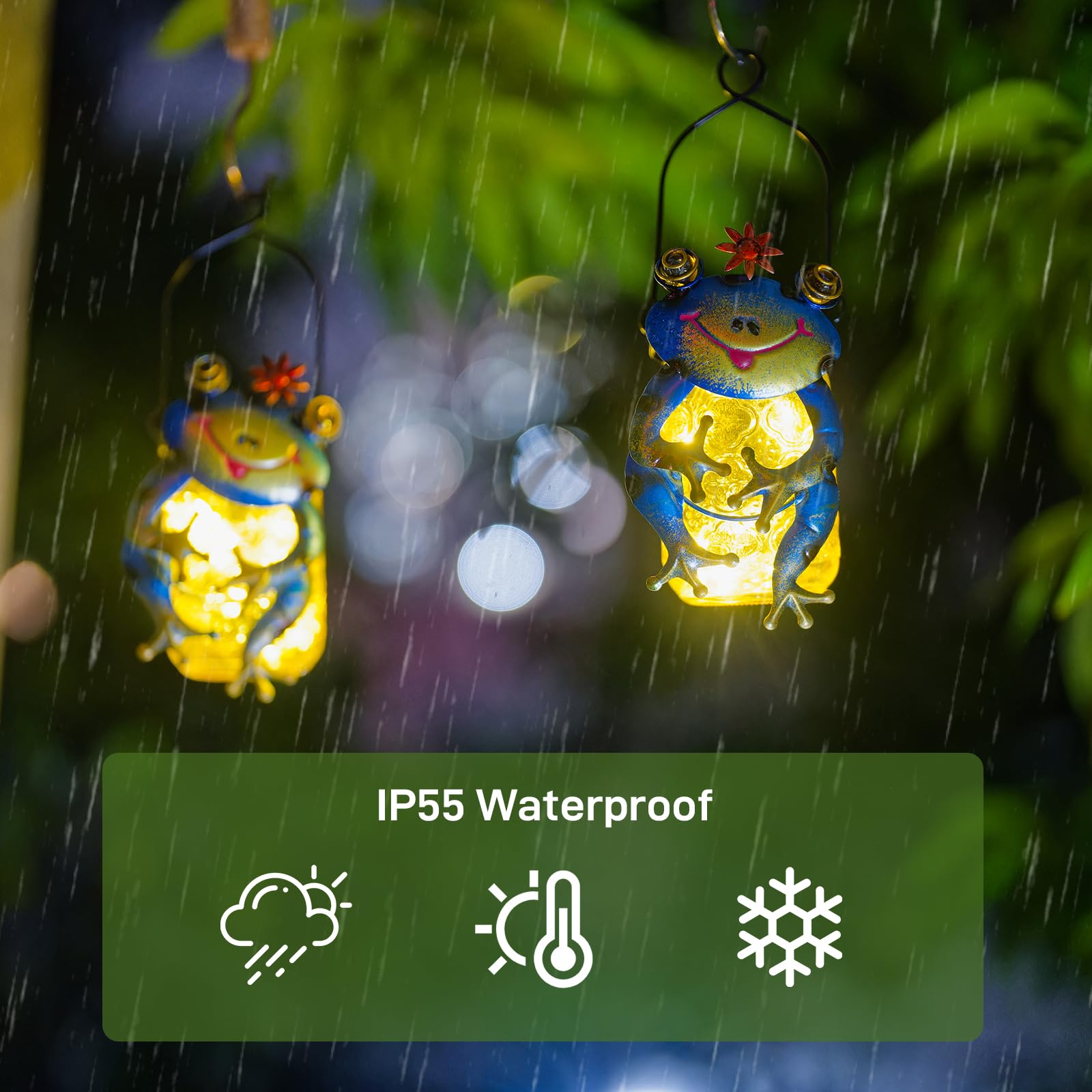 Stankgarden 2 Pack Frog Solar Lantern,Jar Solar Lanterns Outdoor Waterproof Frog Hanging Solar Lantern,Outdoor Solar Lanterns With String Light For Garden Table Decor