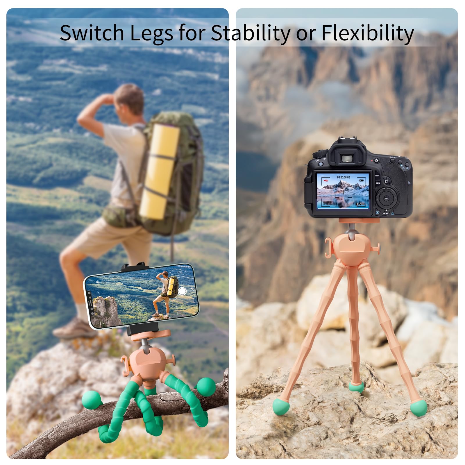 Jishane Flexible Phone Tripod With Wireless Remote & Universal Phone Holder - Portable Octopus Tripod For Cellphone Camera - Perfect For Video Recording, Vlogging, Selfies, Outdoor Travel