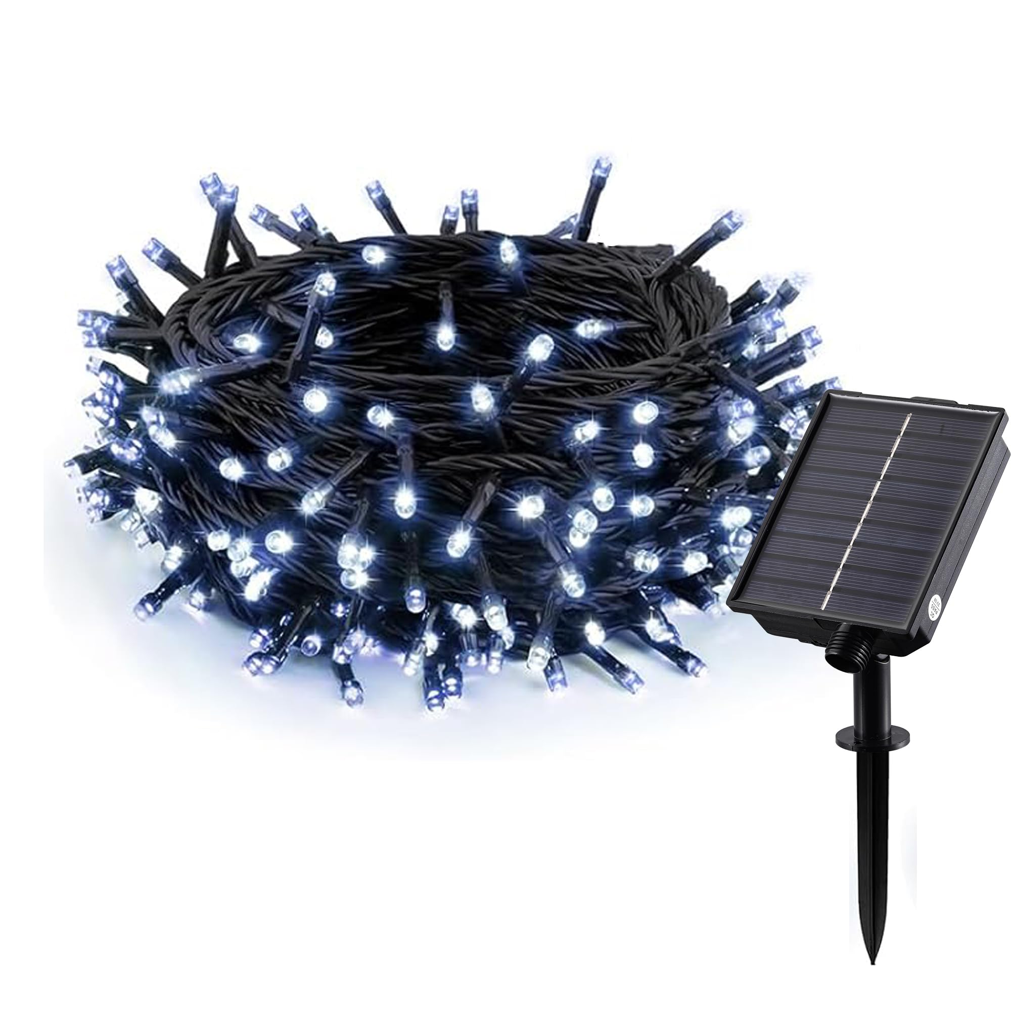 Merrimax M Solar String Lights Outdoor, 33Ft 100 Led Solar Fairy Lights 8 Modes Waterproof Xmas Lights For Garden, Patio, Home, Party, Wedding, Holiday, Tree, Outdoor Decor (White, 1 Pack)