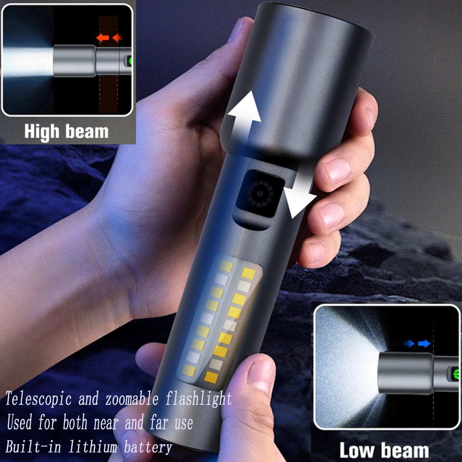 Fetnhu Ultra-Bright Zoomable Flashlight,Copenrain Flashlight,Led Rechargeable Utility Flashlights High Lumens,Super Bright Waterproof Zoomable Emergencies Handheld Spotlight For Camping (2Pcs)