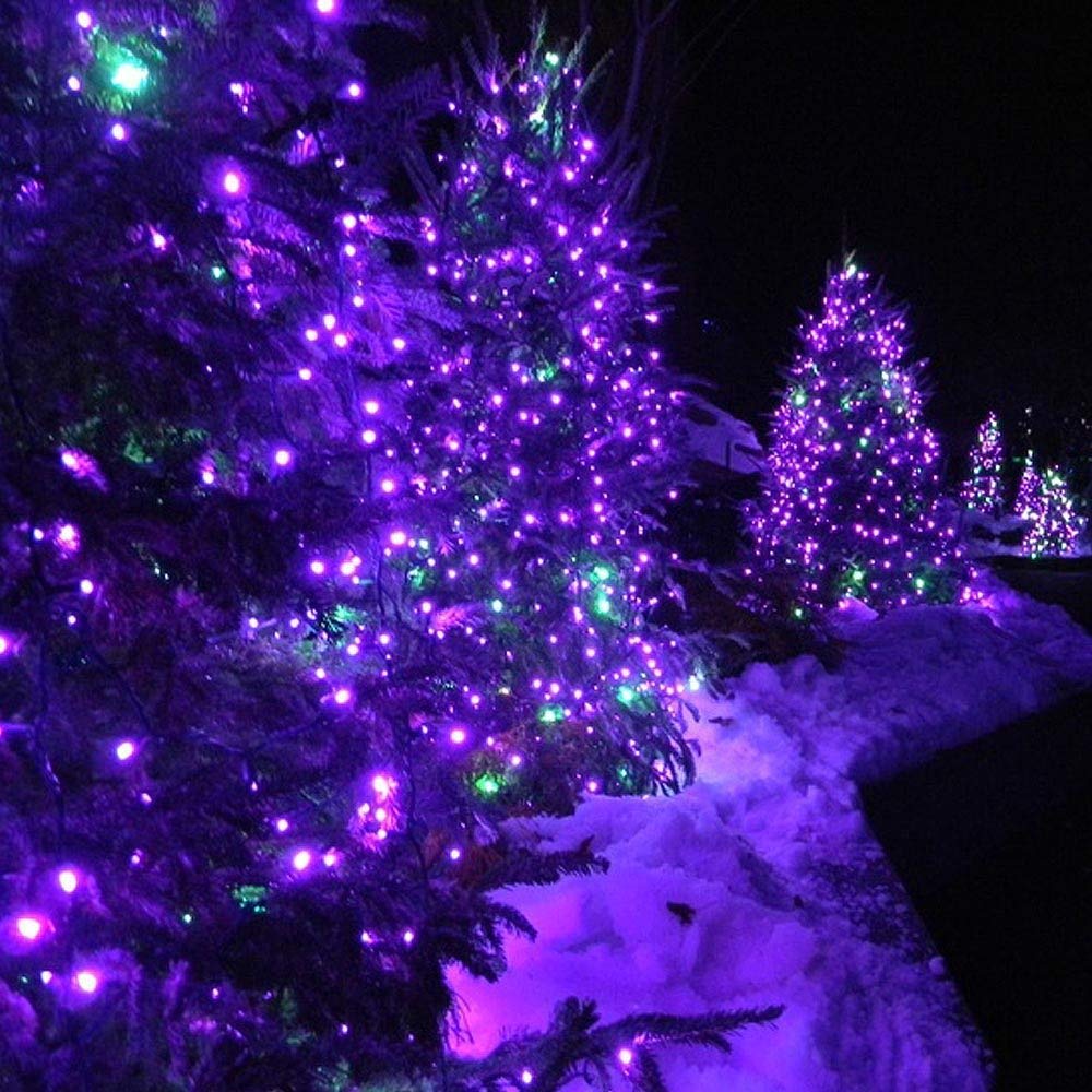 Toodour Solar Christmas Lights, 2 Packs Total 144Ft 400 Led 8 Modes Solar String Lights, Waterproof Solar Outdoor Christmas Lights For Garden, Patio, Fence, Balcony, Christmas Tree Decor - Purple