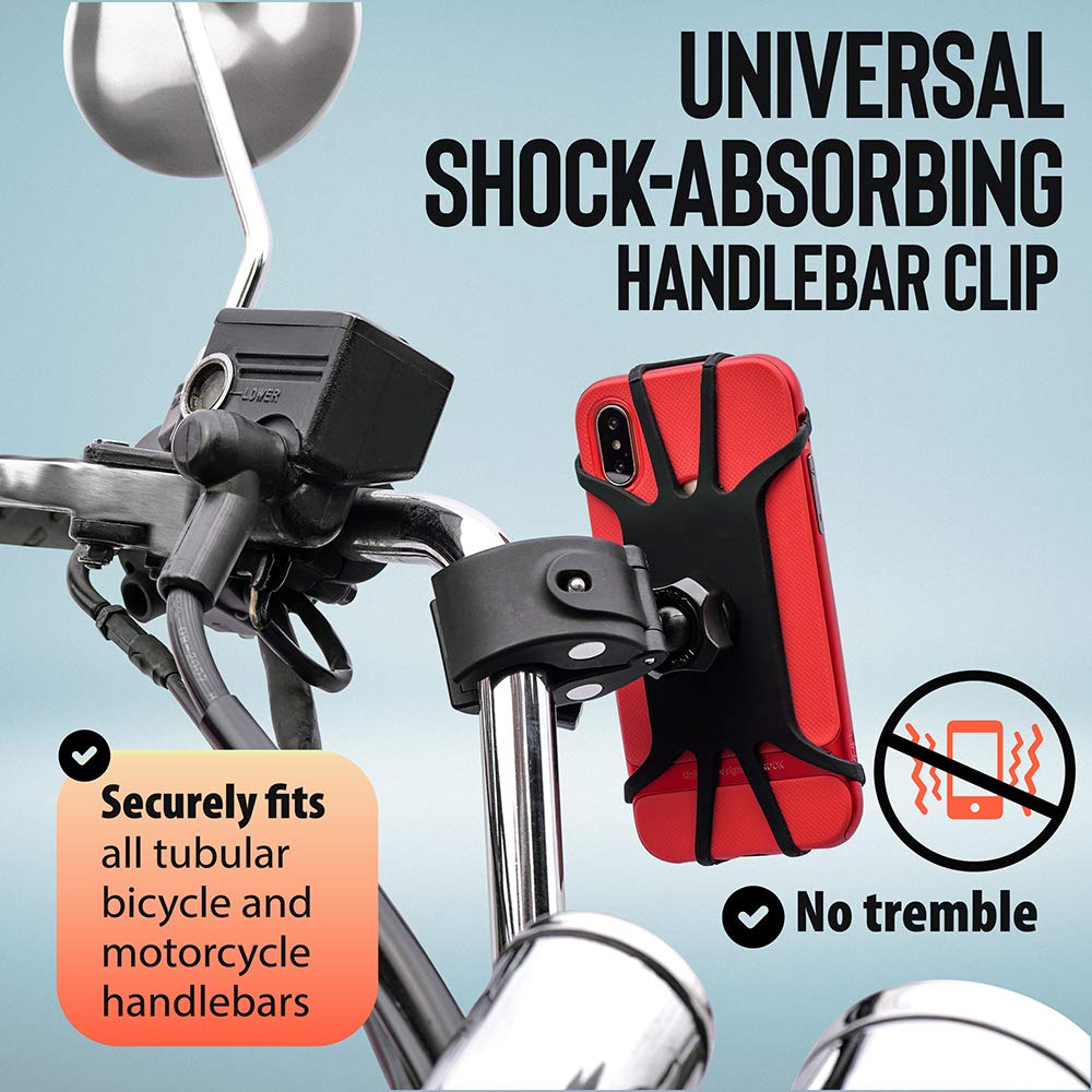 Caw.Car Accessories   Bicycle & Motorcycle Phone Mount - The Most Secure & Reliable Bike Phone Holder For Iphone, Samsung Or Any Smartphone. Stress-Resistant & Highly Adjustable. X10 To Safeness & Comfort