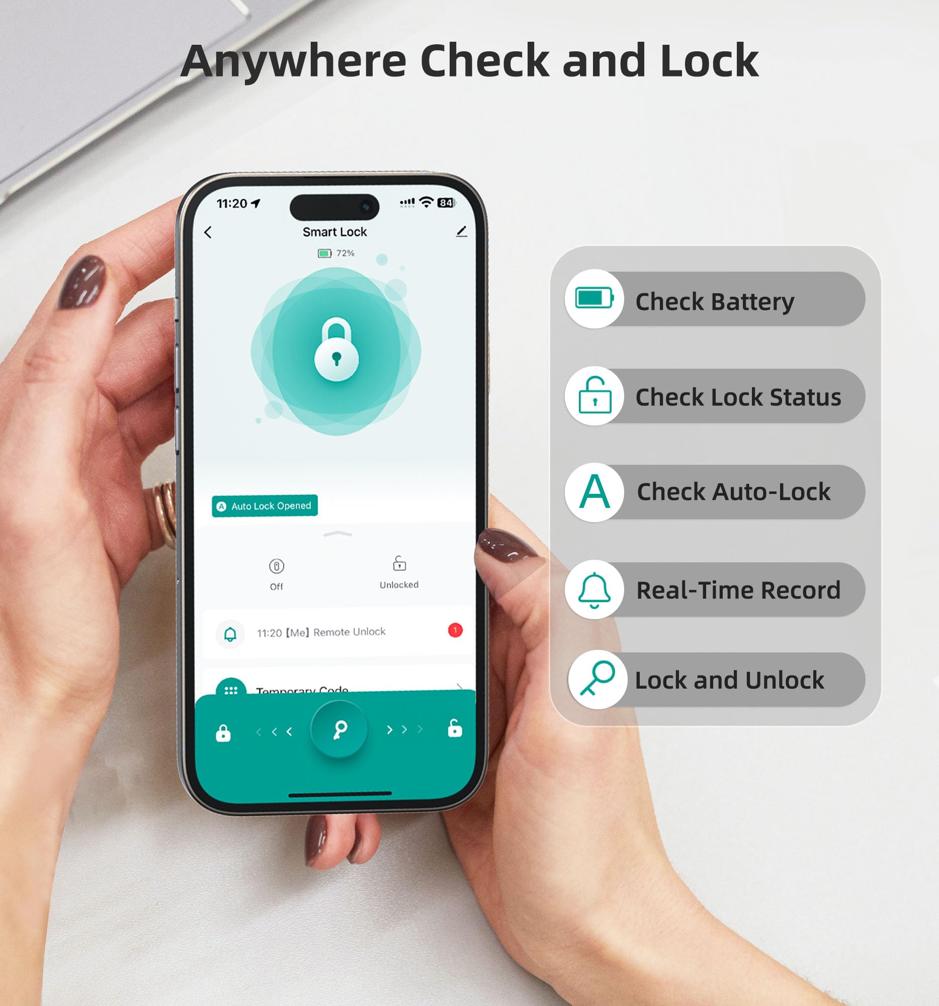Heantle Wifi Front Door Lock With Handle: Keyless Smart Deadbolt Set Keypad Fingerprint Deadbolt Handleset Alexa Compatible Auto Lock App Remote Control