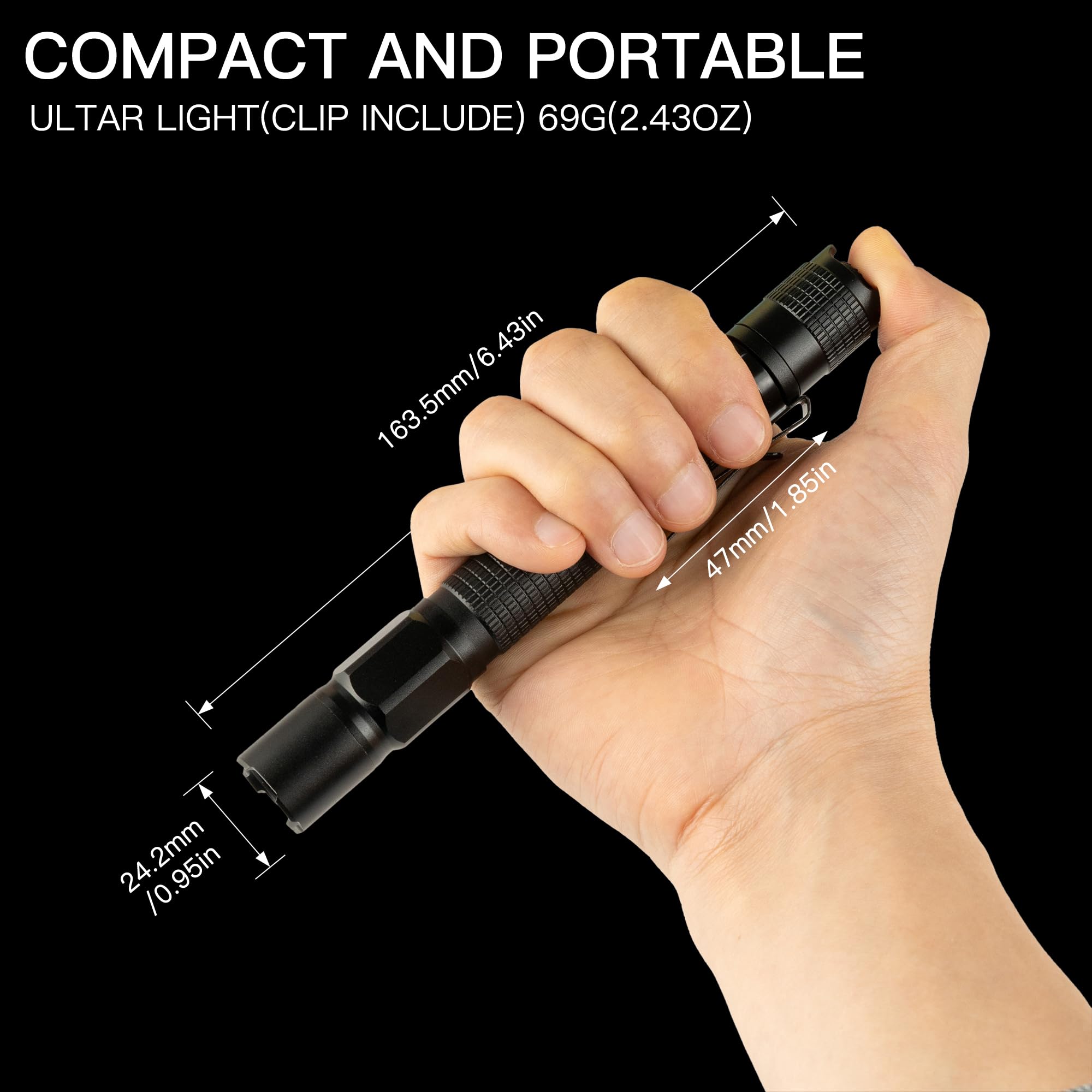 Kunhe Ares 2 Pack  350 Lumens Pen Flashlight Powered By 2 Aa Batteries 3 Modes With Memory Functon Waterproof Super Bright Small Flash Light For Inspection Work Repair