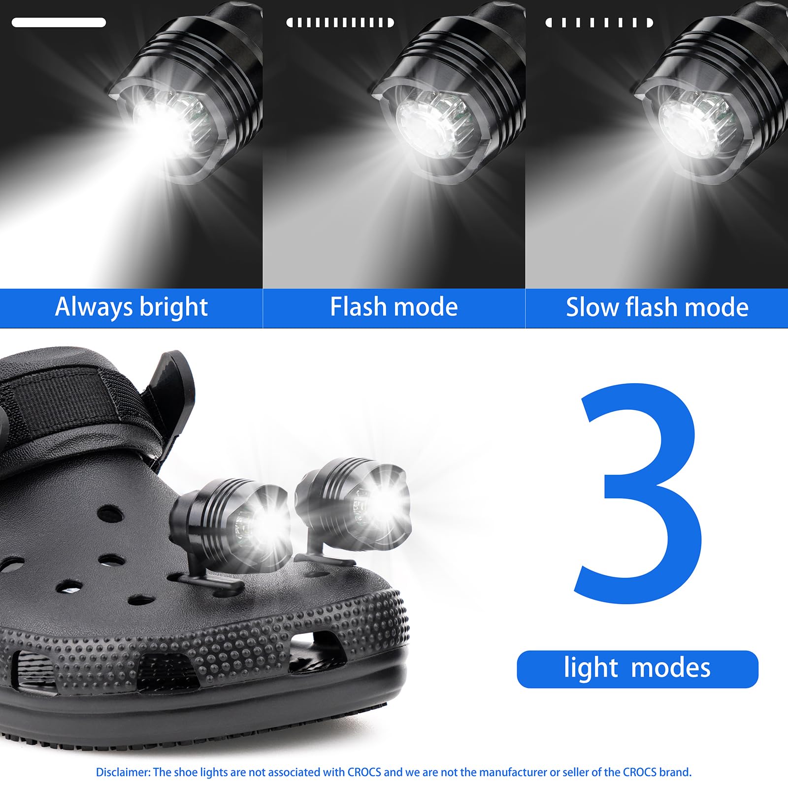 Winndachi Headlights - 4Pcs Led Lights For Shoes Charm Accessories, Ip68 Waterproof For Adults And Kids - Hiking, Walking Dog And Camping Gear Essentials-0912