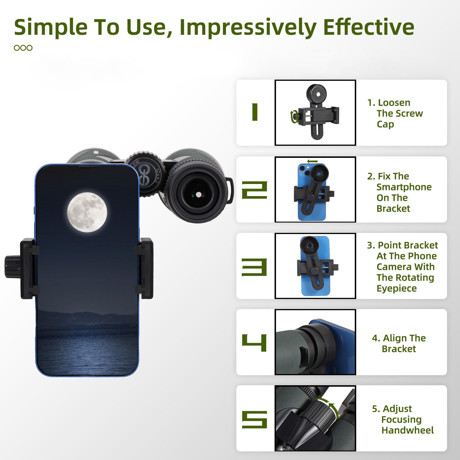 Gllysion 12X50 Professional Binoculars For Adults High Power With Phone Adapter, Hd Binoculars With Bak4 Prisms, Super Bright Lightweight & Waterproof Binocular Perfect For Bird Watching, Hunting, Stargazing