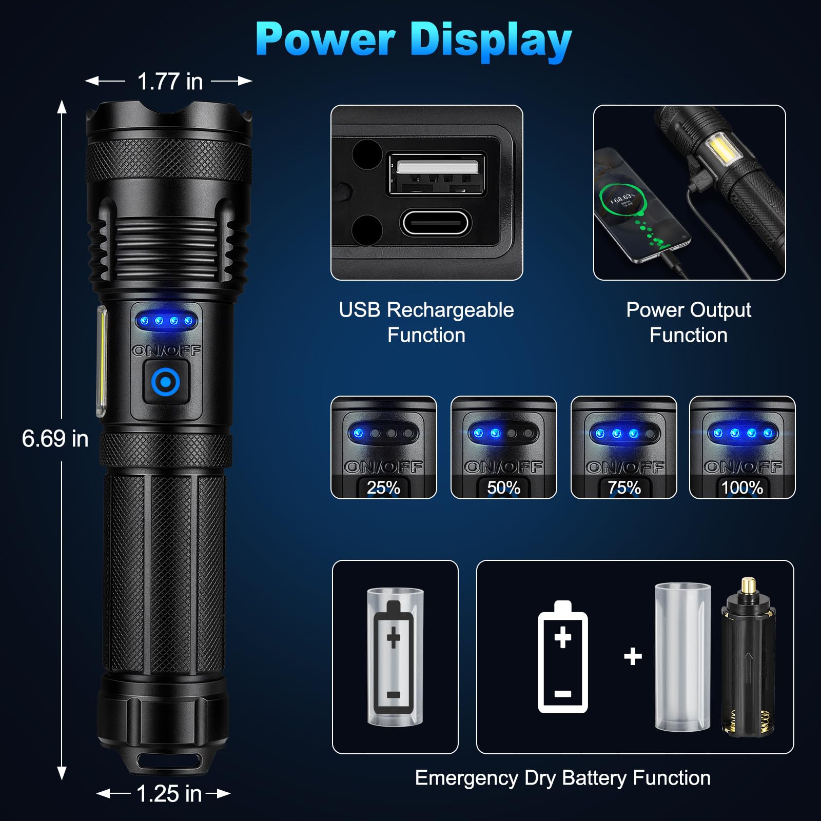 Kingcaesar Flashlights 3000 High Lumen - 2 Pack, Ultra Bright Rechargeable Flashlight With 7 Light Modes, Led Flash Light With 2  2750 Mah Βattery, Ipx7 Waterproof For Home Camping
