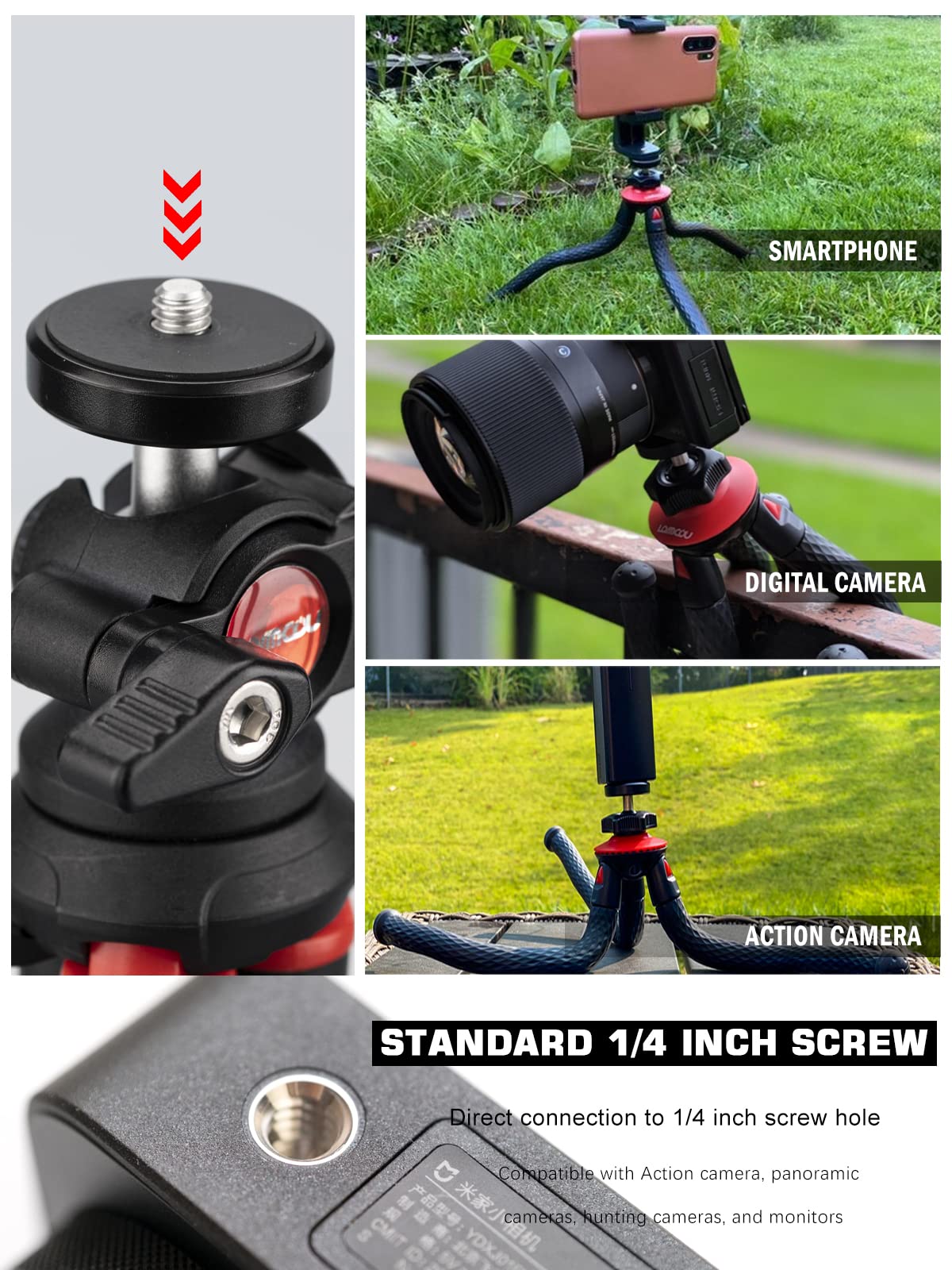 Lammcou Camera Tripod Flexible Mini Small Travel Lightweight Bendy Selfie Gorrila Tripod For Dslr Camera Vlogging Video Camera Action Camcorder Webcam Projector Ring Light Accessory Trípode