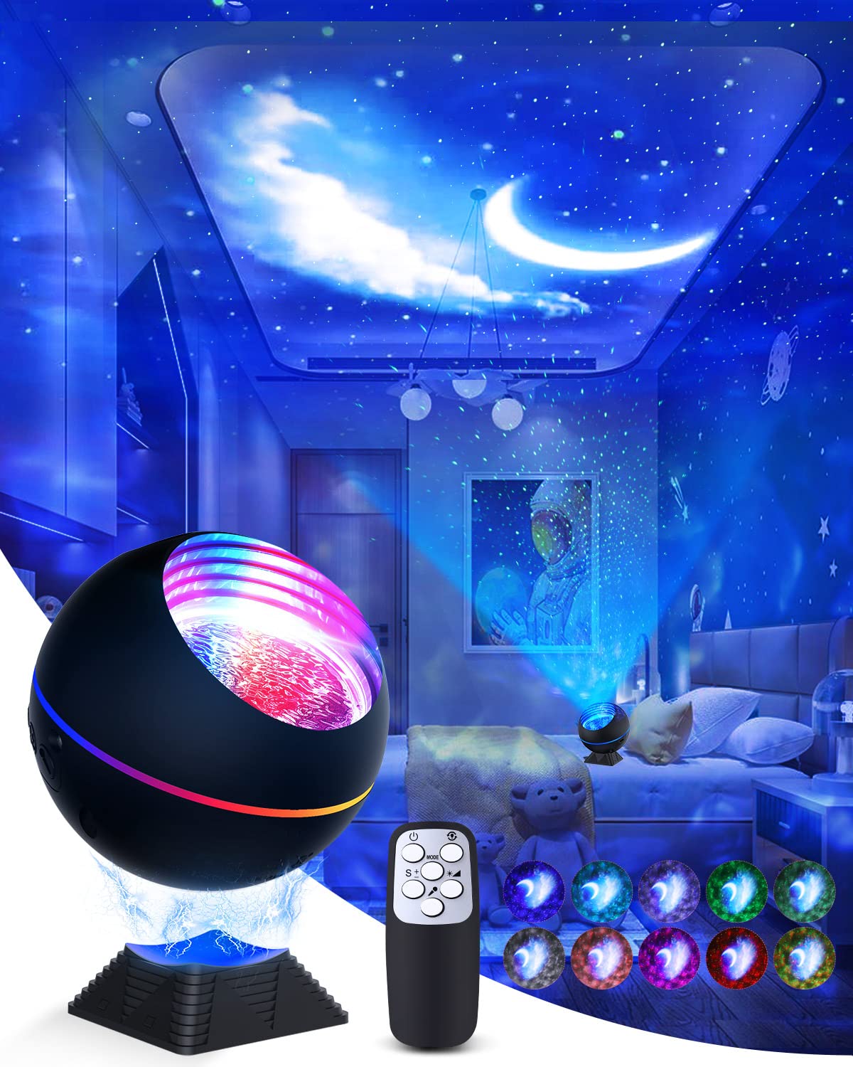 Lazenry Galaxy Projector Star Projector 3 In 1 Ocean Galaxy Night Light Ceiling Projector Galaxy 360 Pro Galaxy Globe Projector 40 Lighting Modes With Remote Voice Control For Bedroom  For Kids Adults