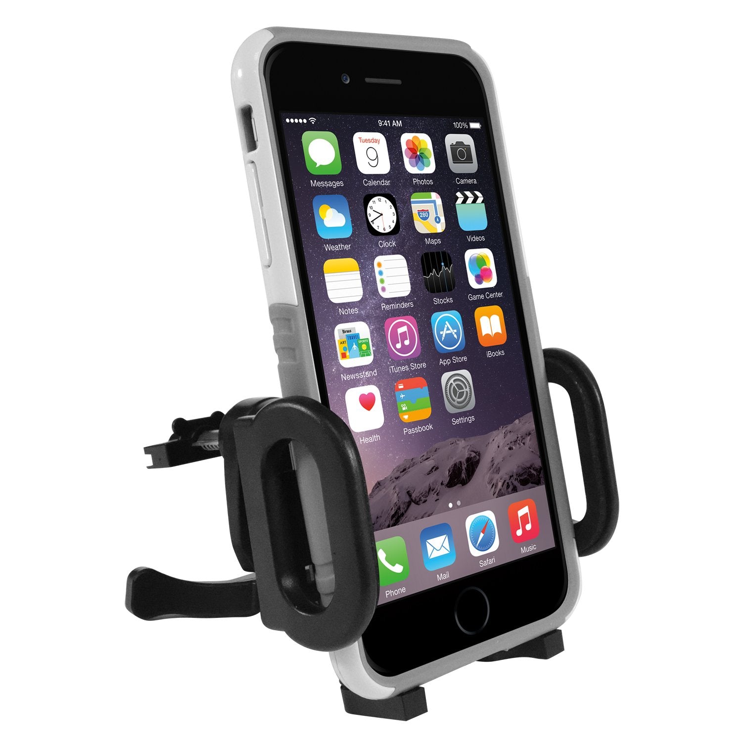 Macally Universal Car Vent Phone Holder Mount With 360° Rotatability And A Metal Spring Loaded Clip For Iphone Xs Xs Max Xr X 8 Plus, Samsung S9 S9 Plus S8, And Other Smartphones (Mcarvent)