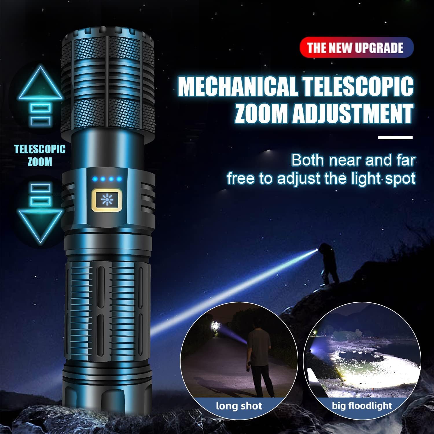 Fuerkeem Rechargeable Flashlights 990,000 Lumens, Super Bright Led Flashlight High Lumens With 9000 Mah Capacity, World'S Brightest Flashlight Shoots 10,000 Feet For Camping Hiking Emergency