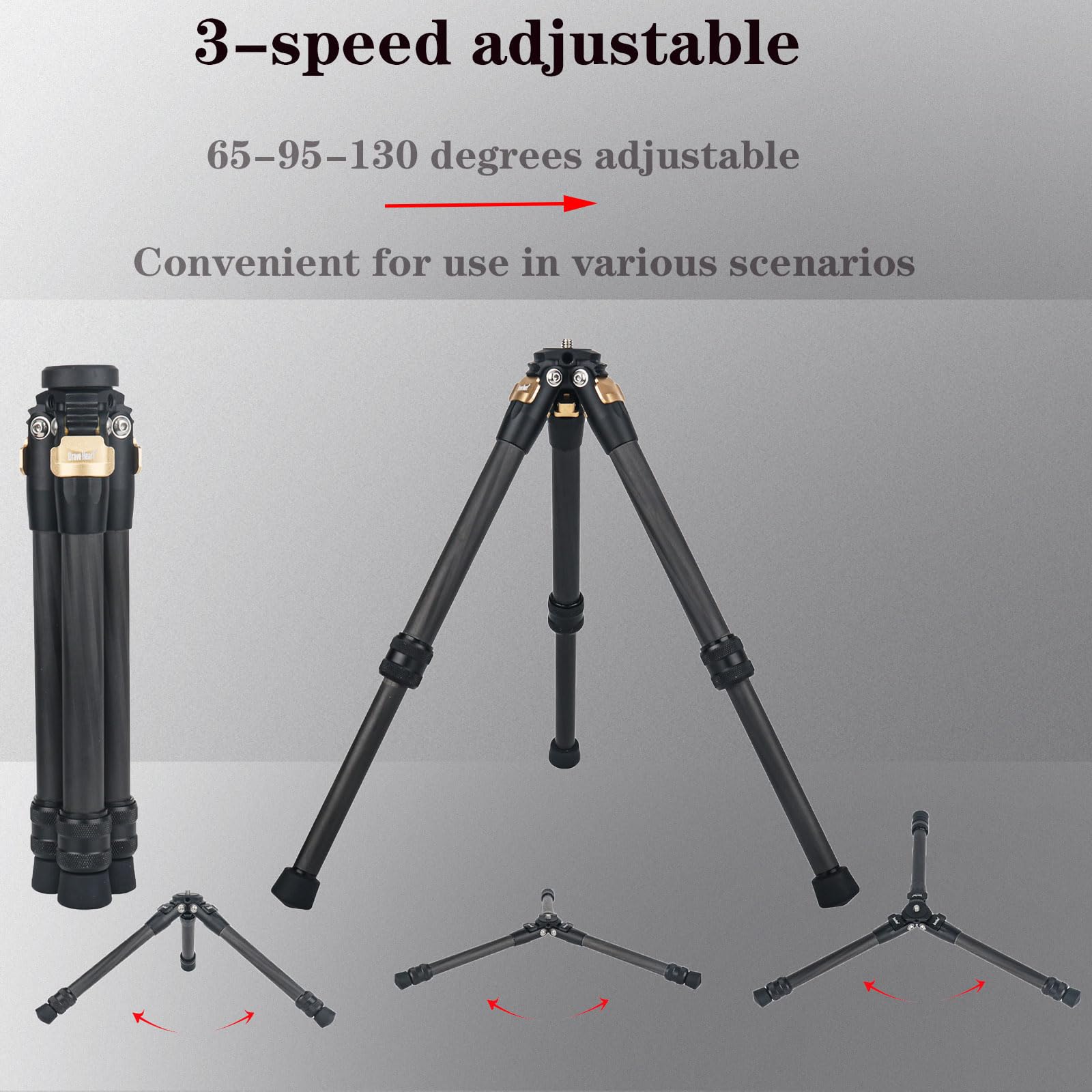 Brave Heart Universal Portable Stand Mount Holder Carbon Fiber Mini Tripod For Insta360 X5 Insta 360 X4 X3 X2 X One Rs For Gopro Go Pro Hero 13 12 11 9 8 5 4 3 2 Sjcam Sj4000 Xiaomi Yi Accessories(Gold)