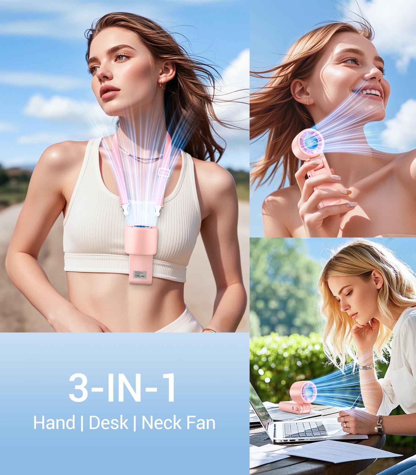 Portable turbo fan with high-speed 15000RPM motor and 15 hours of runtime for outdoor cooling