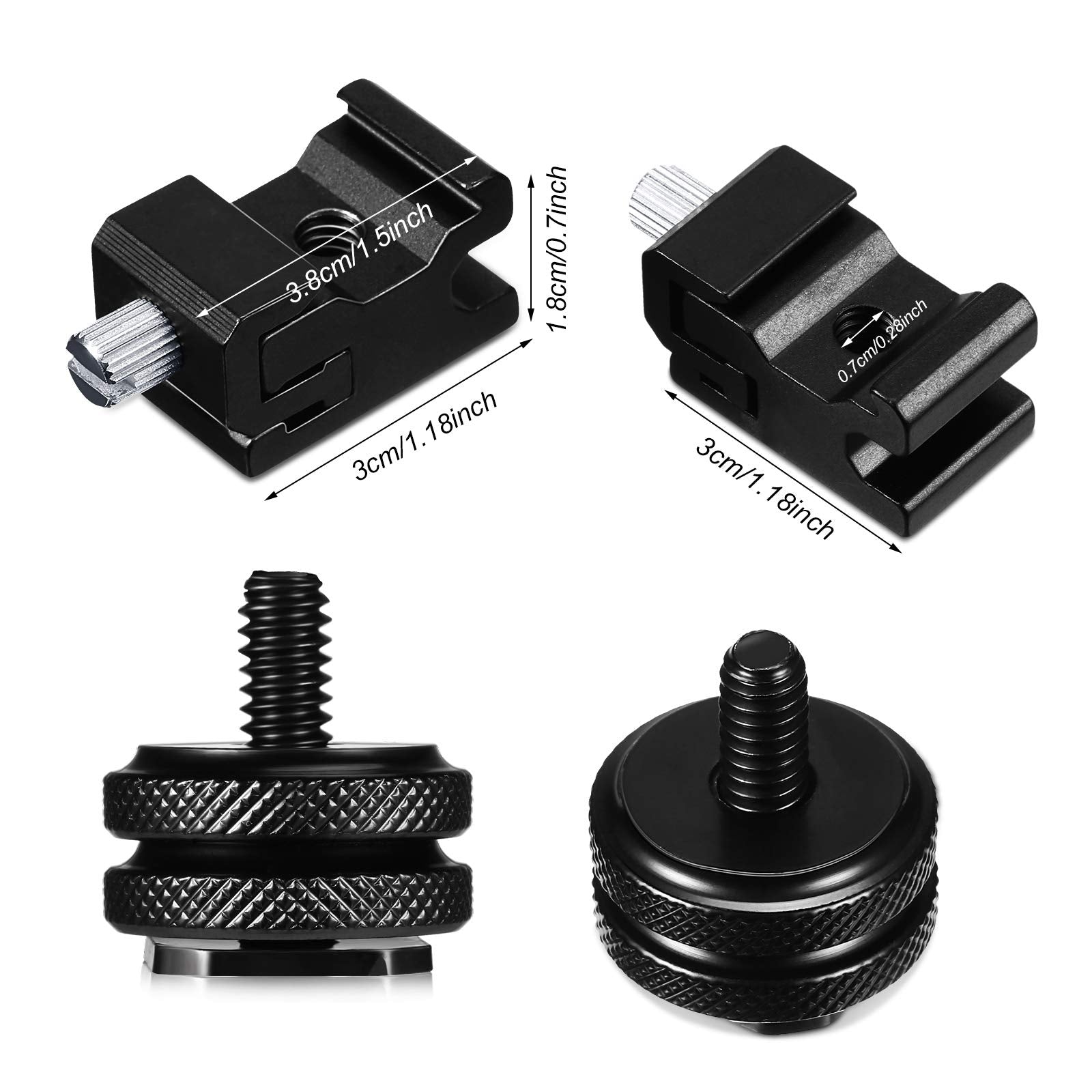 Weewooday 8 Pieces 1/4 Inch Cold Shoe Mount Adapter And Hot Shoe Flash Stand Adapter Kit For Dslr Camera Rig, Camera Flash Shoe Mounts For Tripod