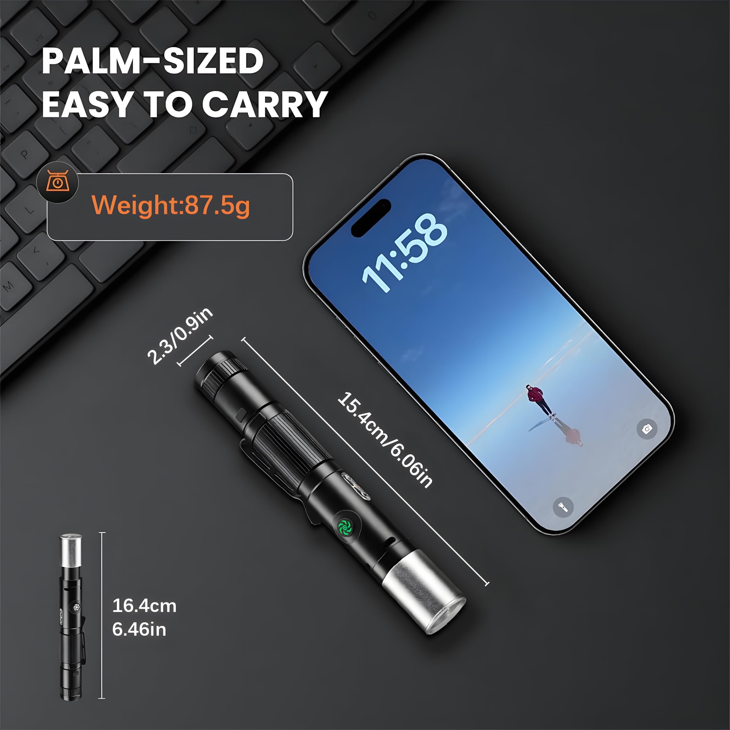 Pasiion Rechargeable Edc Pocket Flashlight-Small Led Flash Light With 500 Lumens, Zoomable Usb-C Charging Edc Light, Multi-Color Side Lights, Emergency Alarm,Ipx5 Waterproof For Home, Camping And Emergencies