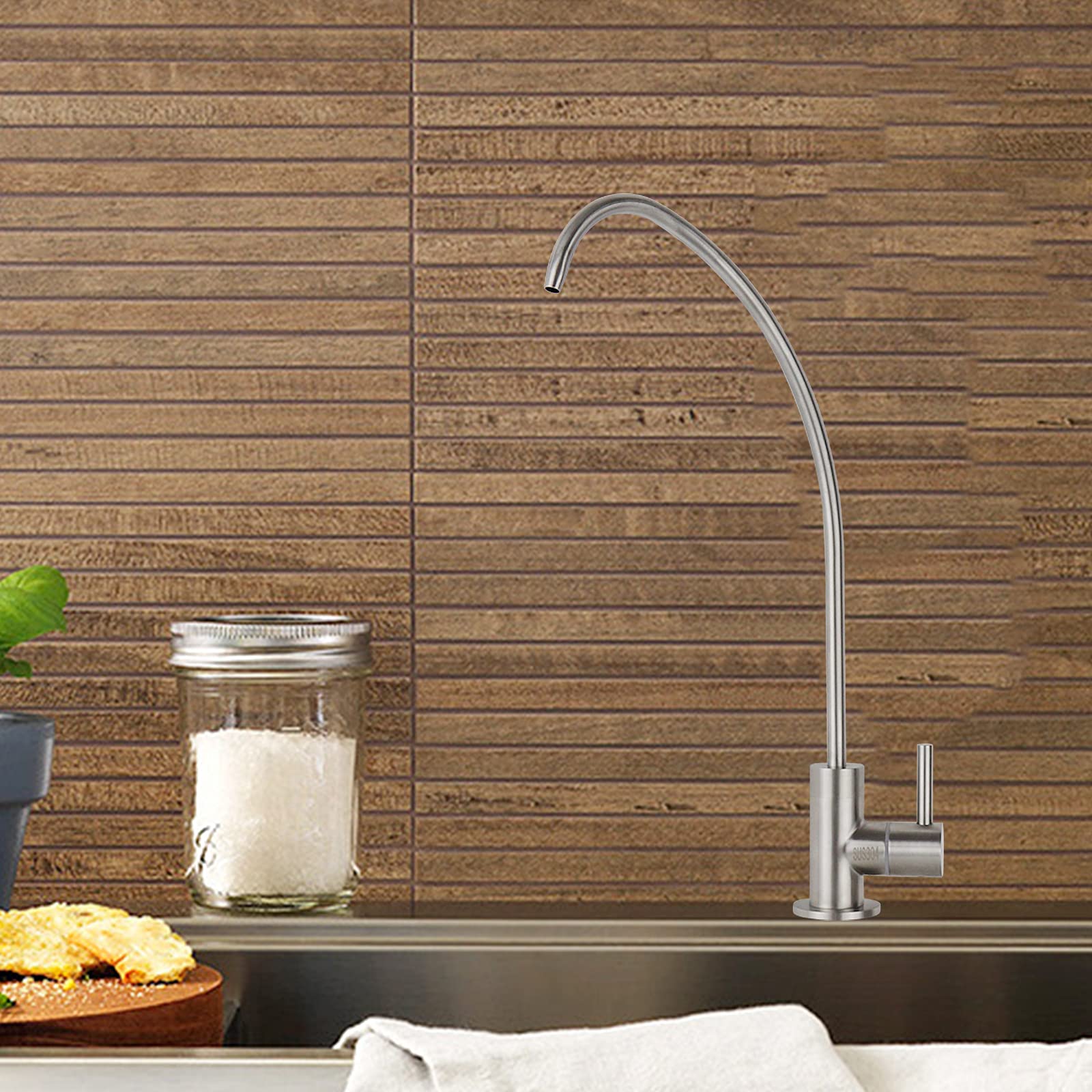 Yoogyy Ro Drinking Water Sus304 Stainless Steel Faucet For Ro Reverse Osmosis & Filter With Brushed Nickel Finish (High Arc)