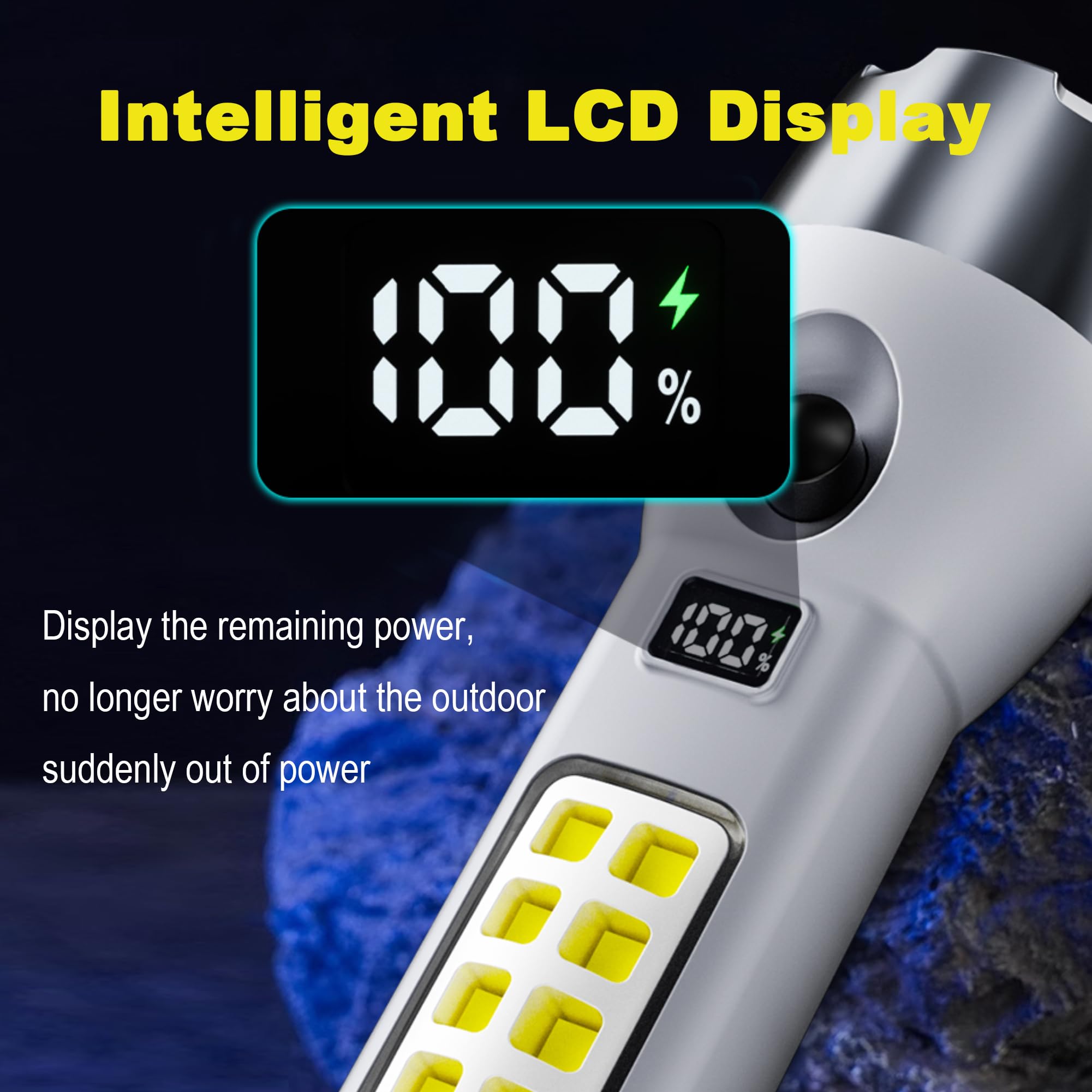 Pirxxiy 2 Pcs Led Rechargeable Flashlight, 1000 Lumens Solar Flashlight High Lumens With Emergency Light, Super Bright Handheld Flashlight For Home, Hunting, Hiking, Camping