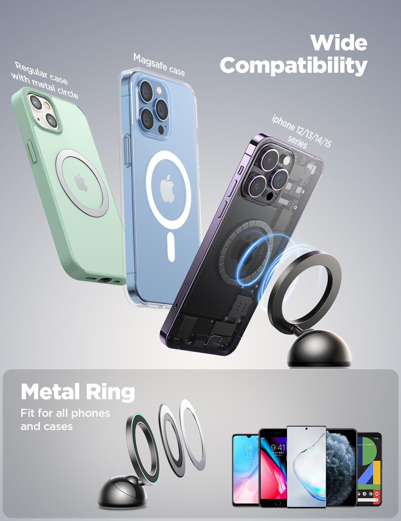 Joyroom For Magsafe Car Mount, All-Metal Magnetic Phone Holder For Car, [Stronger Magnet] Car Magnet Phone Mount For Dash, Fit For Iphone 16 15 14 13 12