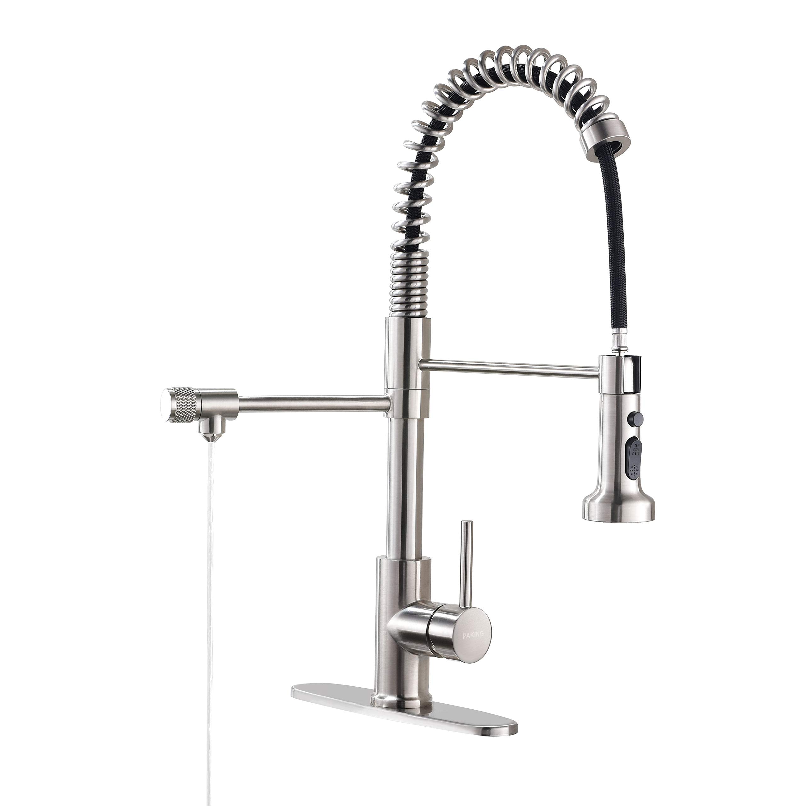 Paking Kitchen Sink Faucet, Pull-Down Water Filtration Faucet, Bar Filter, Brushed Nickel, Stainless Steel, Pb1017