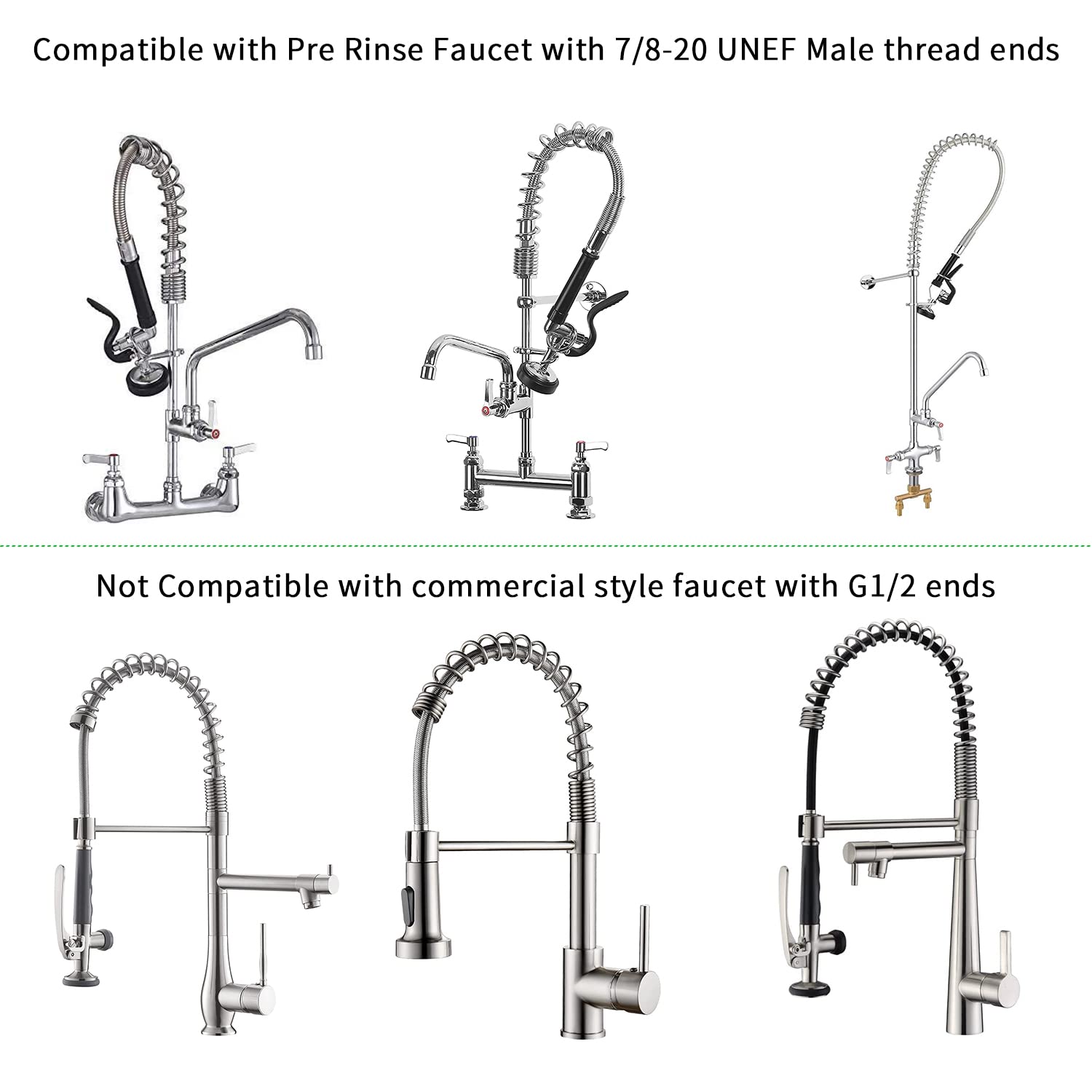 Tber Pre Rinse Faucet Sprayer Hose Replacement Kit For Commercial Kitchen Sink Faucet, 30 Inch Flexible Stainless Steel Commercial Dish Spray Hose Parts