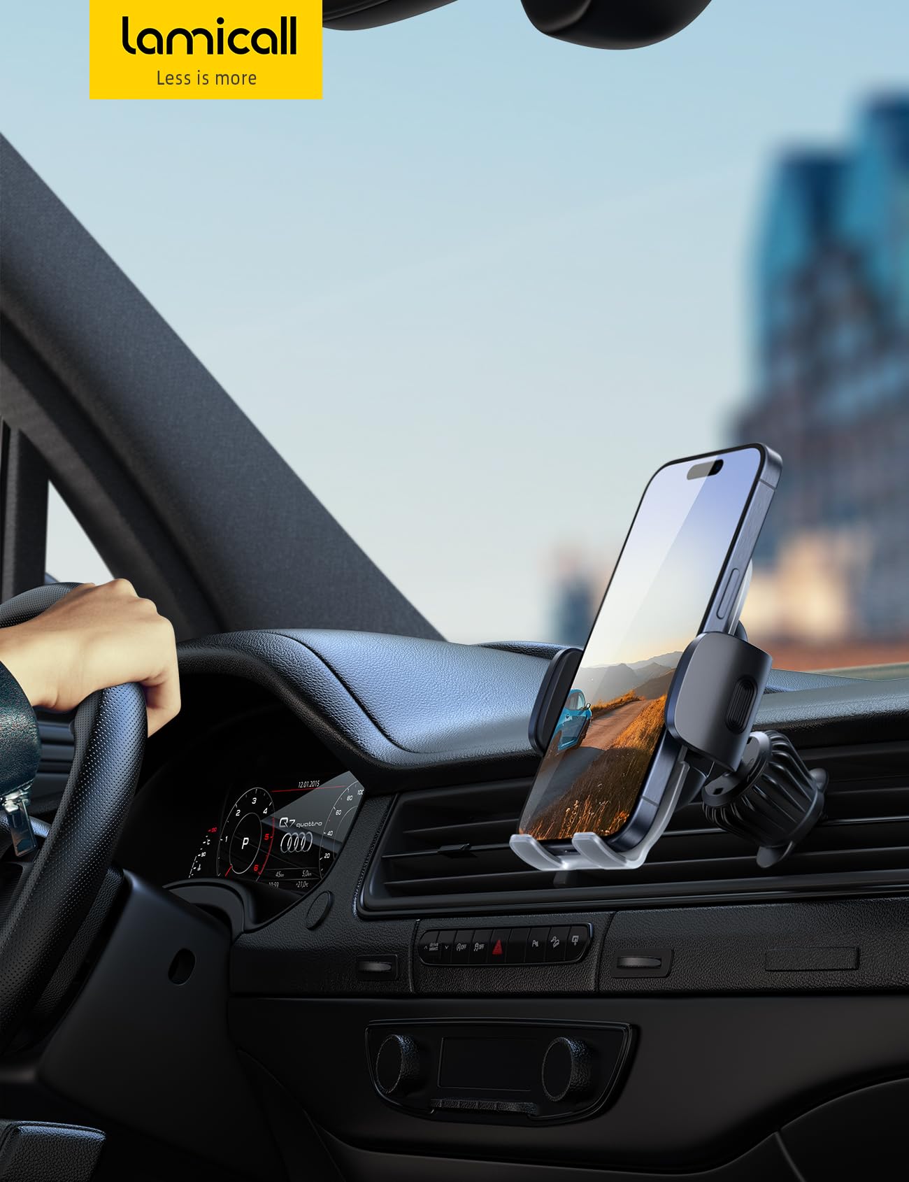 Lamicall Car Phone Holder Vent -  2Nd Generation Cell Phone Mount Cradle - Thick Cases Friendly - Hands  Phone Stand For Car - Fit Iphone 16/15/14/13/12 Pro Max/Plus/Smartphone