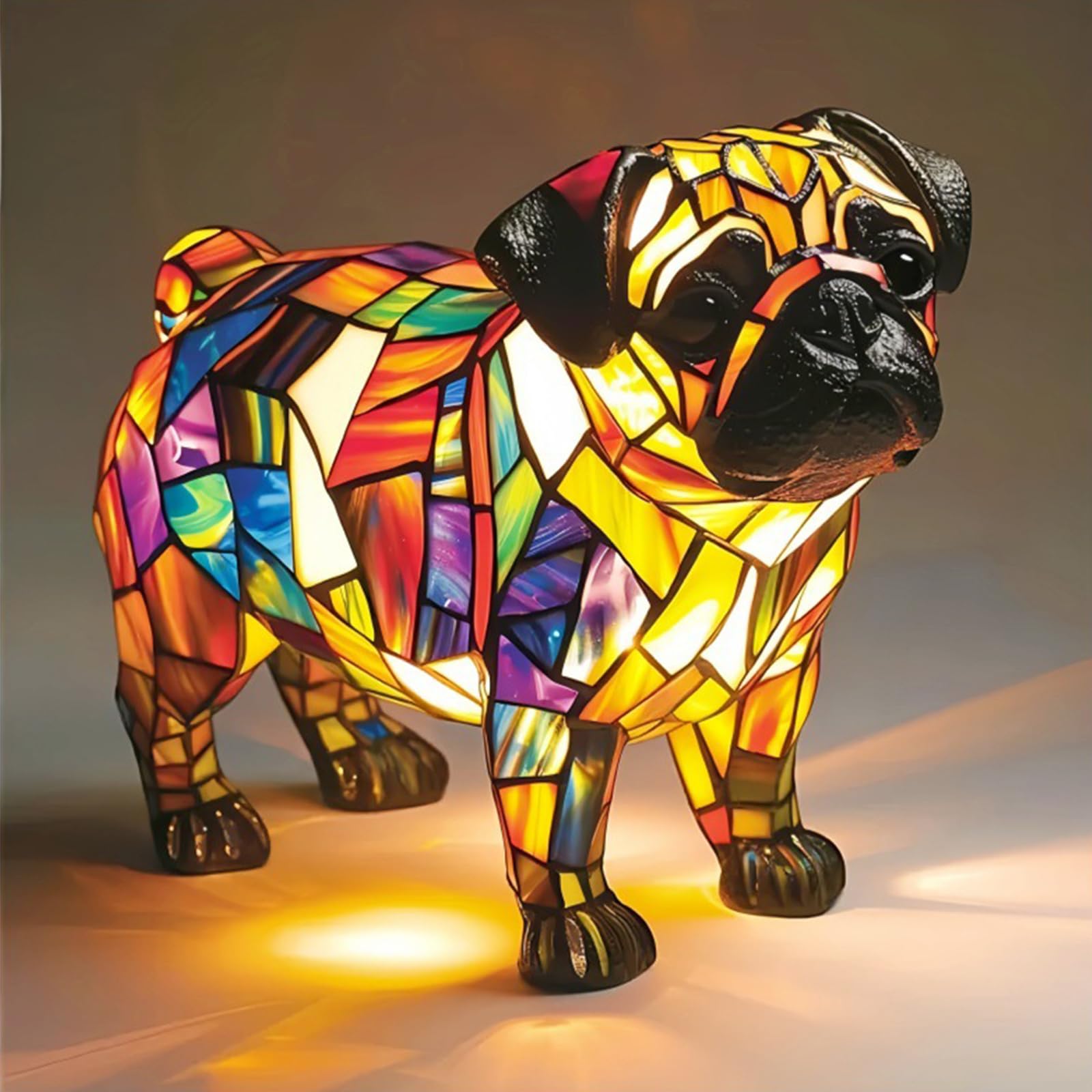 Londraf Corgi Lamp, Dachshund Lamp, Dog Series Art Night Light, Stained Resin Bulldog Tabletop Night Light, Cute Pet Dogs Themed Led Table Lamps With Warm Ambient Glow (Dog-M)