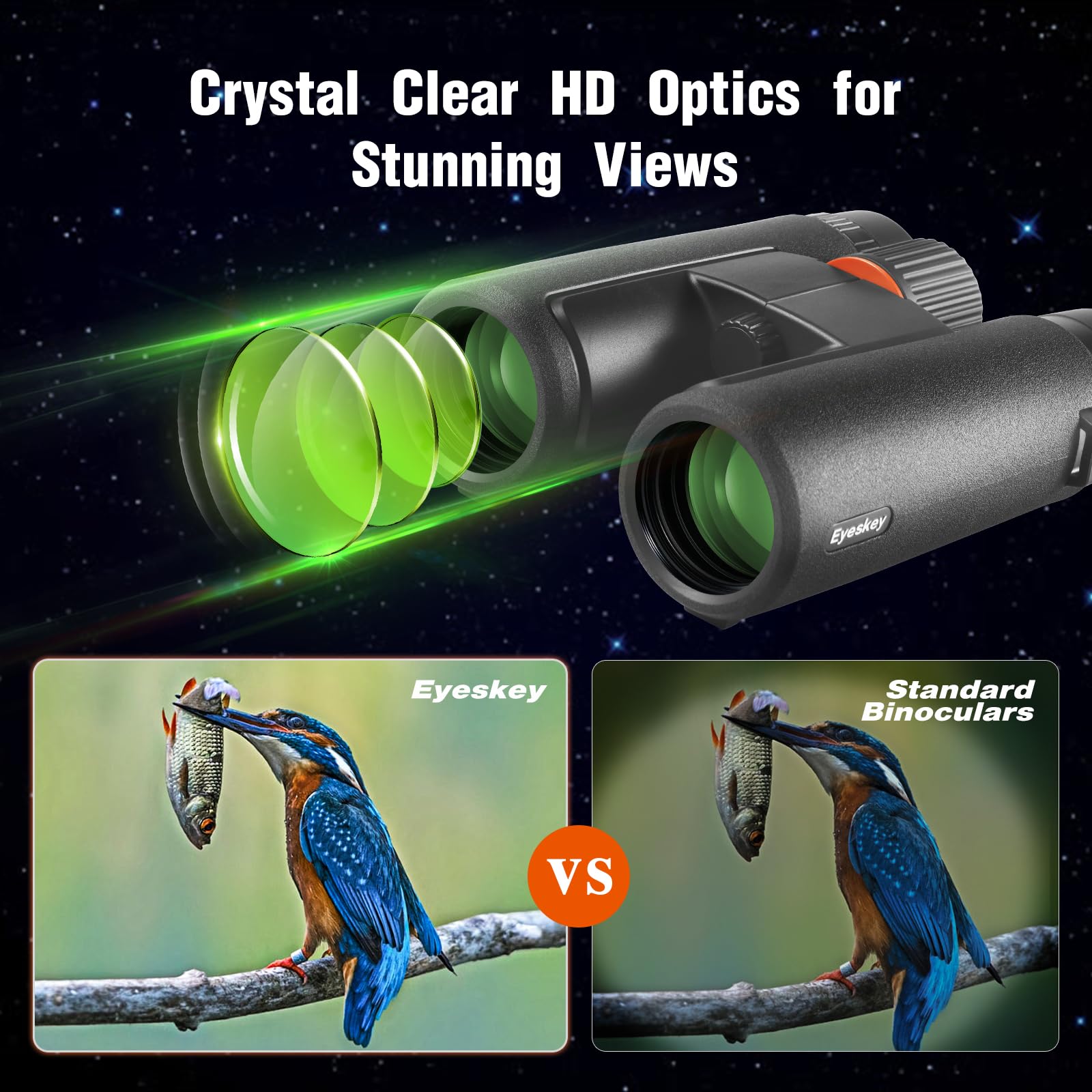 Eyeskey 10X42 Hd Binoculars For Adults High Powered With Low Light Night Vision – Lightweight Waterproof Binoculars With Smartphone Adapter For Hunting, Bird Watching, Stargazing & Outdoor Travel