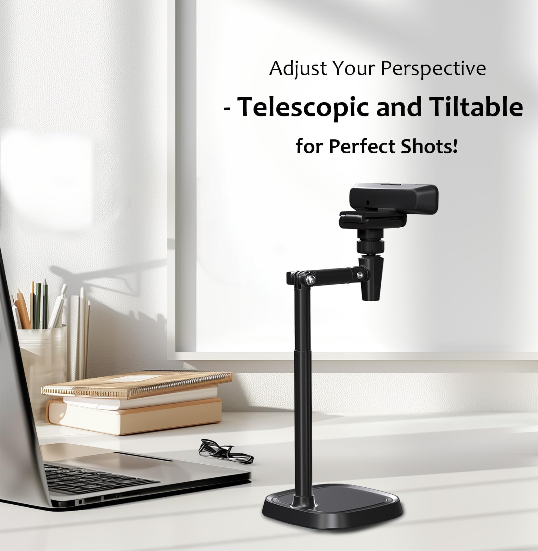 Tomgear Webcam Stand Camera Mount Cellphone Stand For Webcam C925E C922X C922 C930E C930 C920 C615 Brio 4K, Dslr Camera Right Light With 1/4" Thread, 1-Pack
