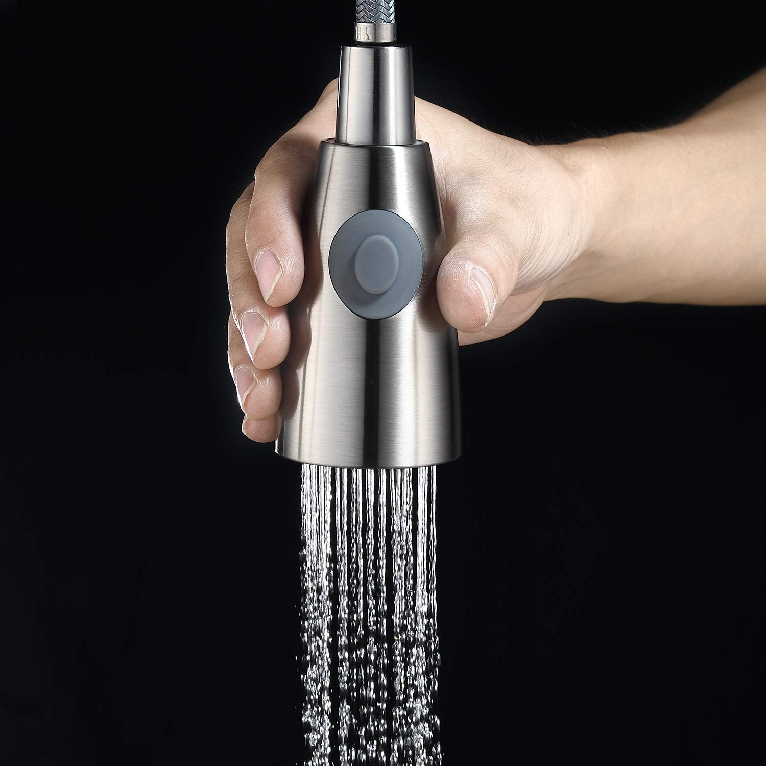 Duranryan Kitchen Faucet Sprayer Head 2-Function Nozzle Spout G1/2 Connector Pull Down Pull Out Kitchen Tap Hose Sprayer Filter Sink Spray Head Replacement Part Brushed Nickel