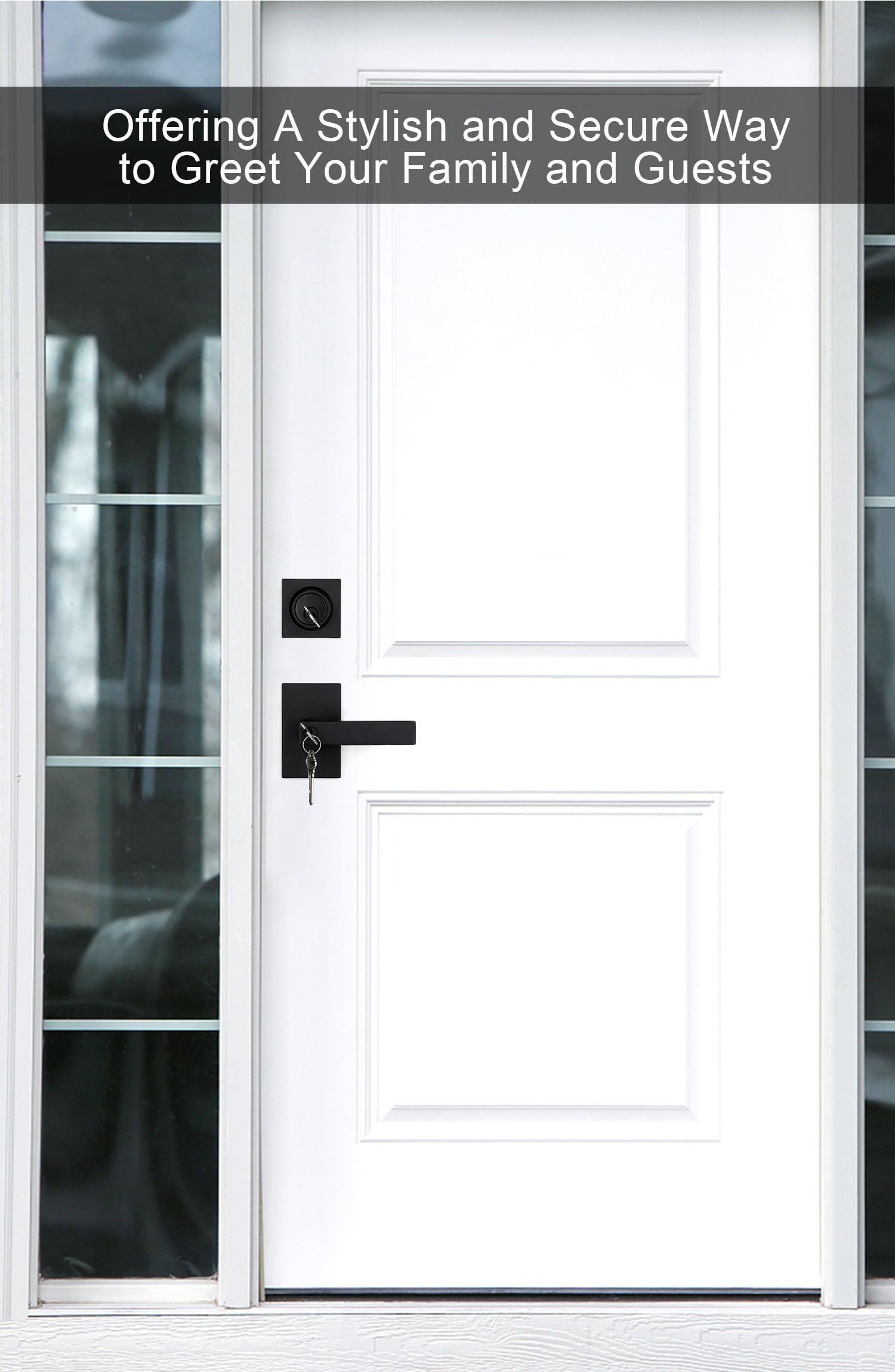Goldenwarm 3 Pack Black Door Handle With Deadbolt, Square Contemporary Matte Black Exterior Door Lock Set With Deadbolt, Heavy Duty Zinc-Alloyed Front Entry Door Locksets With Deadbolt