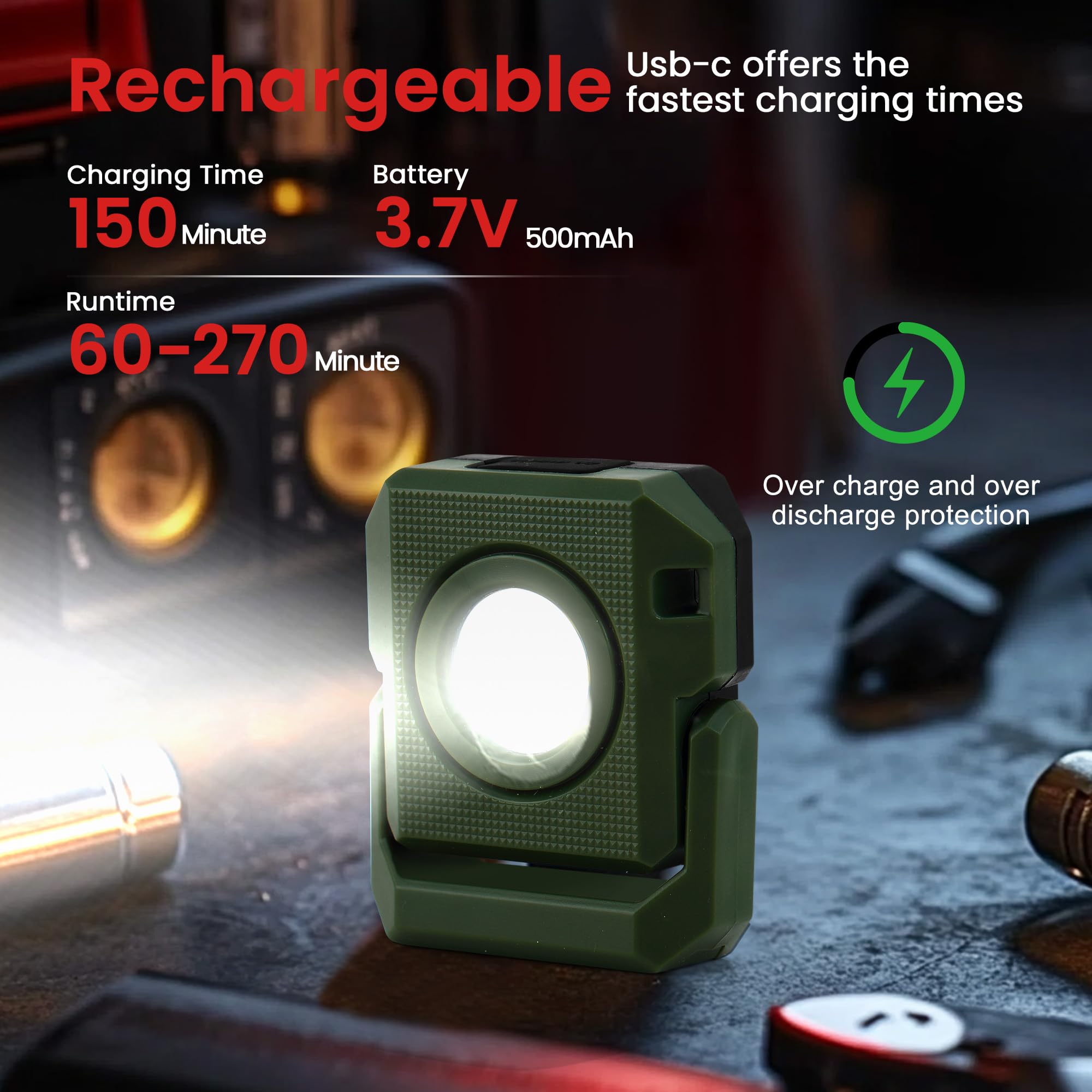 Laimittos Mini Keychain Flashlight Rechargeable Flashlights 500 Lumens Led Magnetic Flashlight With Rotatable Bracket 4 Light Modes Pocket Lights Outdoor Emergency Work Light For Camping And Hiking