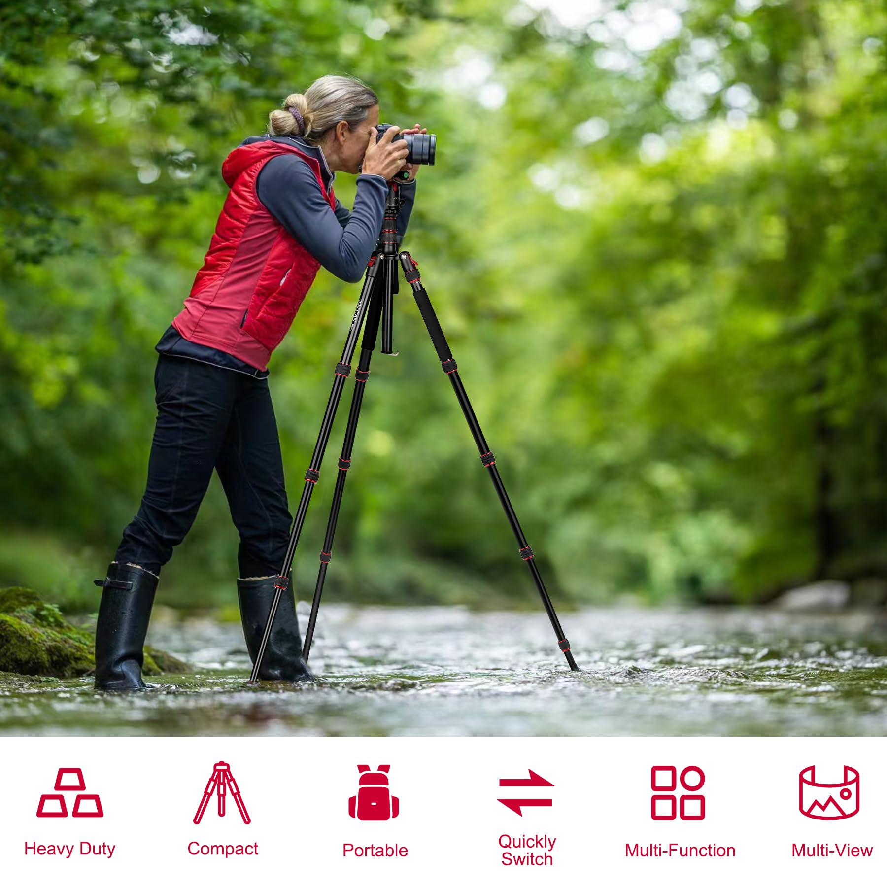 Victiv 80/85 Inches Heavy Duty Tripod For Camera And Phone, 85" Camera Monopod Tripod, Dslr Binoculars Spotting Scope Camcorders Video Tripod Stand, 360 Degree Ball Head, 35 Lbs Loads