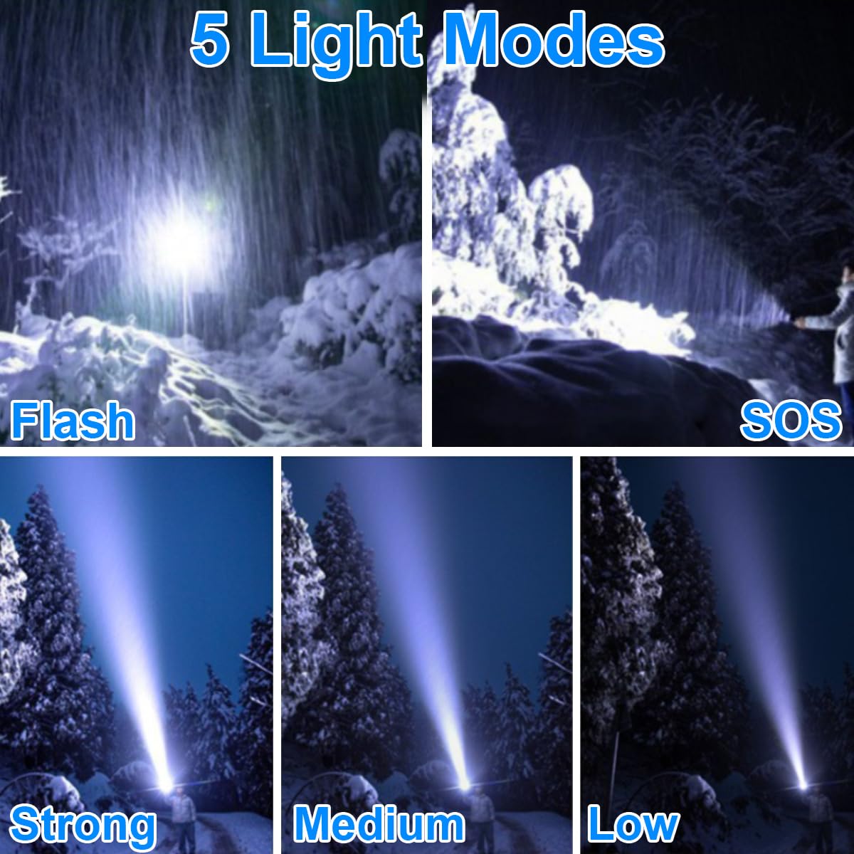 Bikacu Flashlights Led High Lumens Rechargeable, 1200000 Lumens Powerful Flashlight, Super Bright Tactical Flash Light, High Power Handheld Usb-C Flashlights, 5 Modes Waterproof & Zoomable For Camping