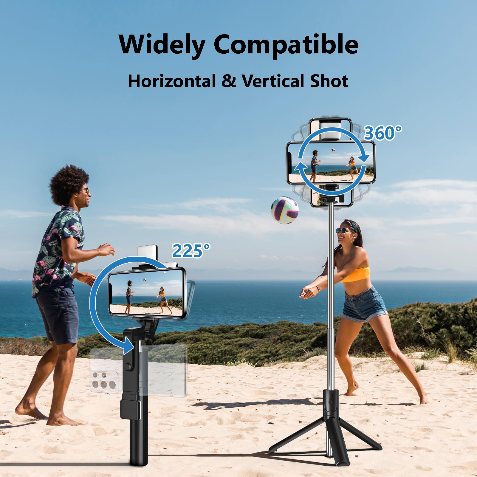 Bollove Selfie Stick, 40 In Retractable Phone Tripod With Wireless Remote Control & Light, Portable Selfie Stick Tripod For Photograph, Live Streaming, Video Recording, Compatible With All Cellphones
