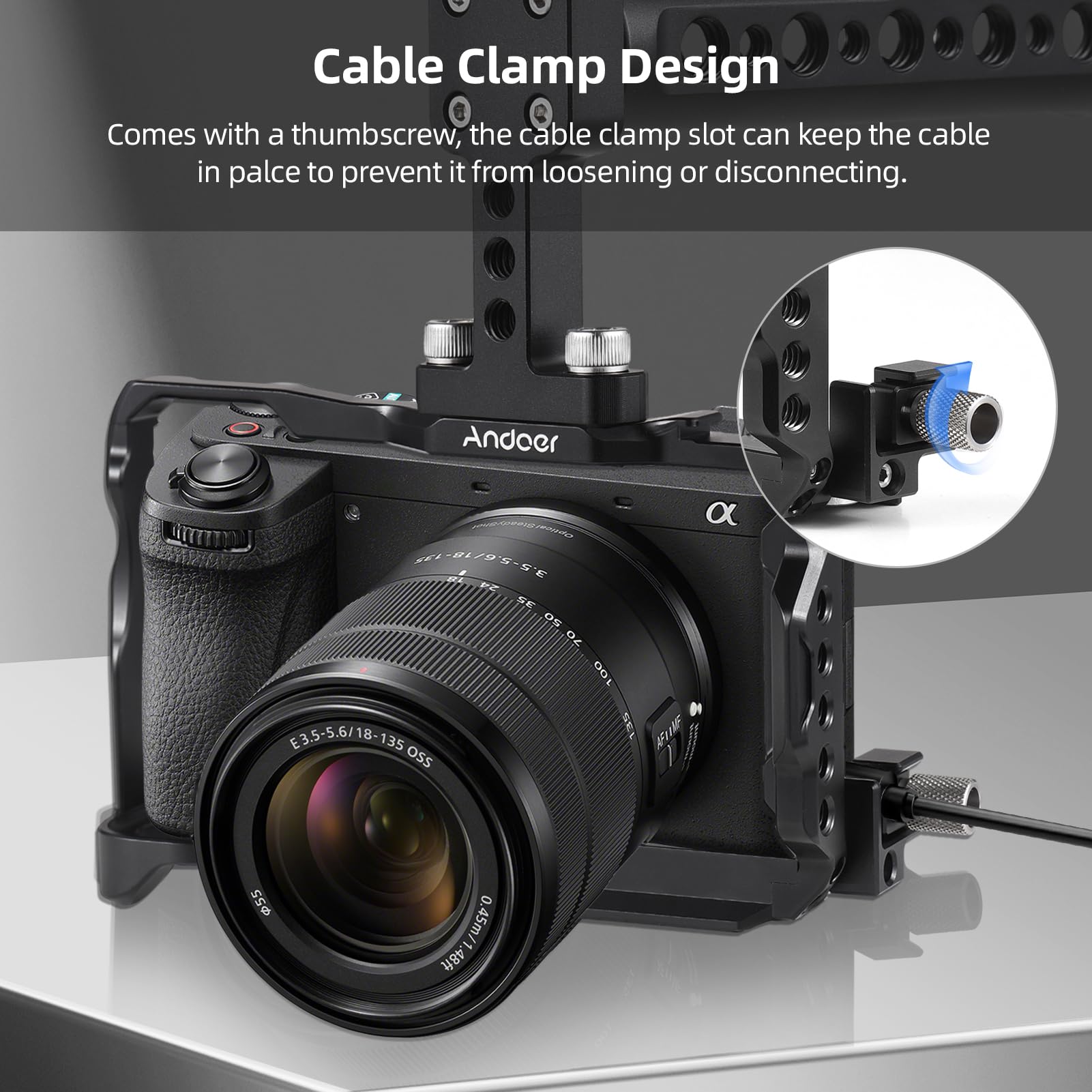 Andoer Camera Stabilizer Cage For Camera Top Handle + Protective Cage Kit For Side Grip Video Cage For Camera Aluminium Alloy With Slot